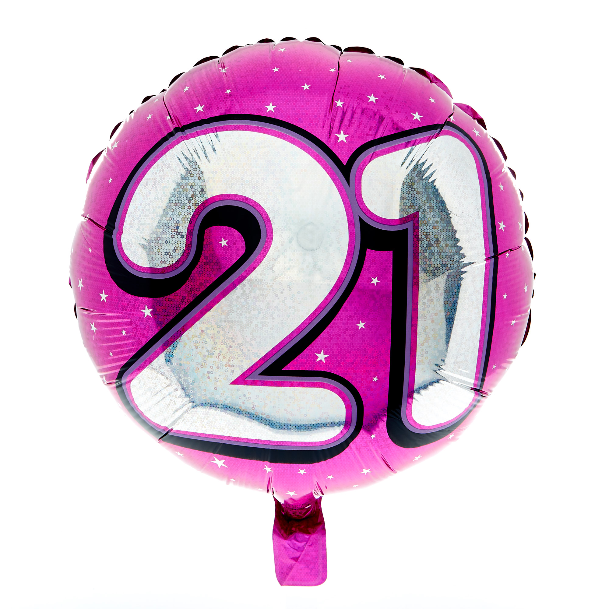 Holographic Pink Age 21 Foil Helium Balloon