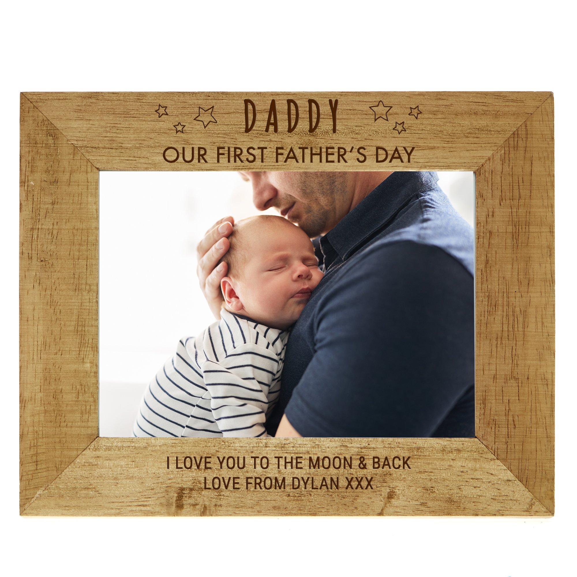 Personalised Engraved Wooden Picture Frame - Our First Father's Day