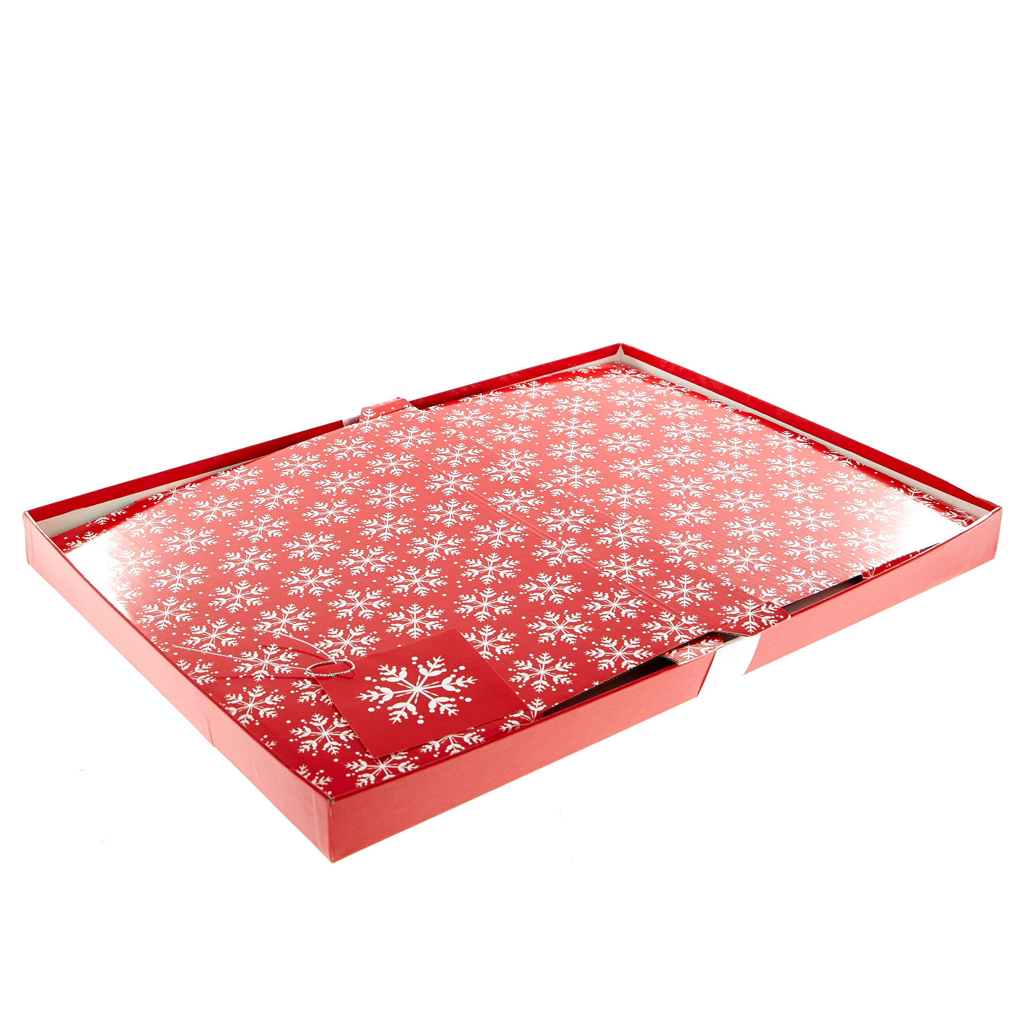 Red & White Snowflakes Flat-Pack Crate Christmas Gift Box
