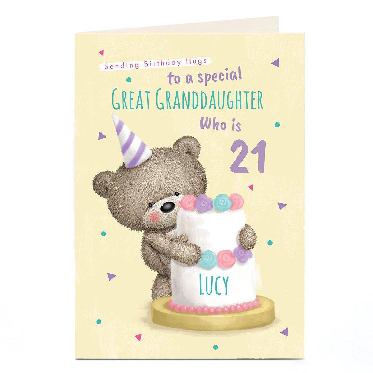 Hugs Bear Personalised Birthday Card - Sending Birthday Hugs, Editable Age