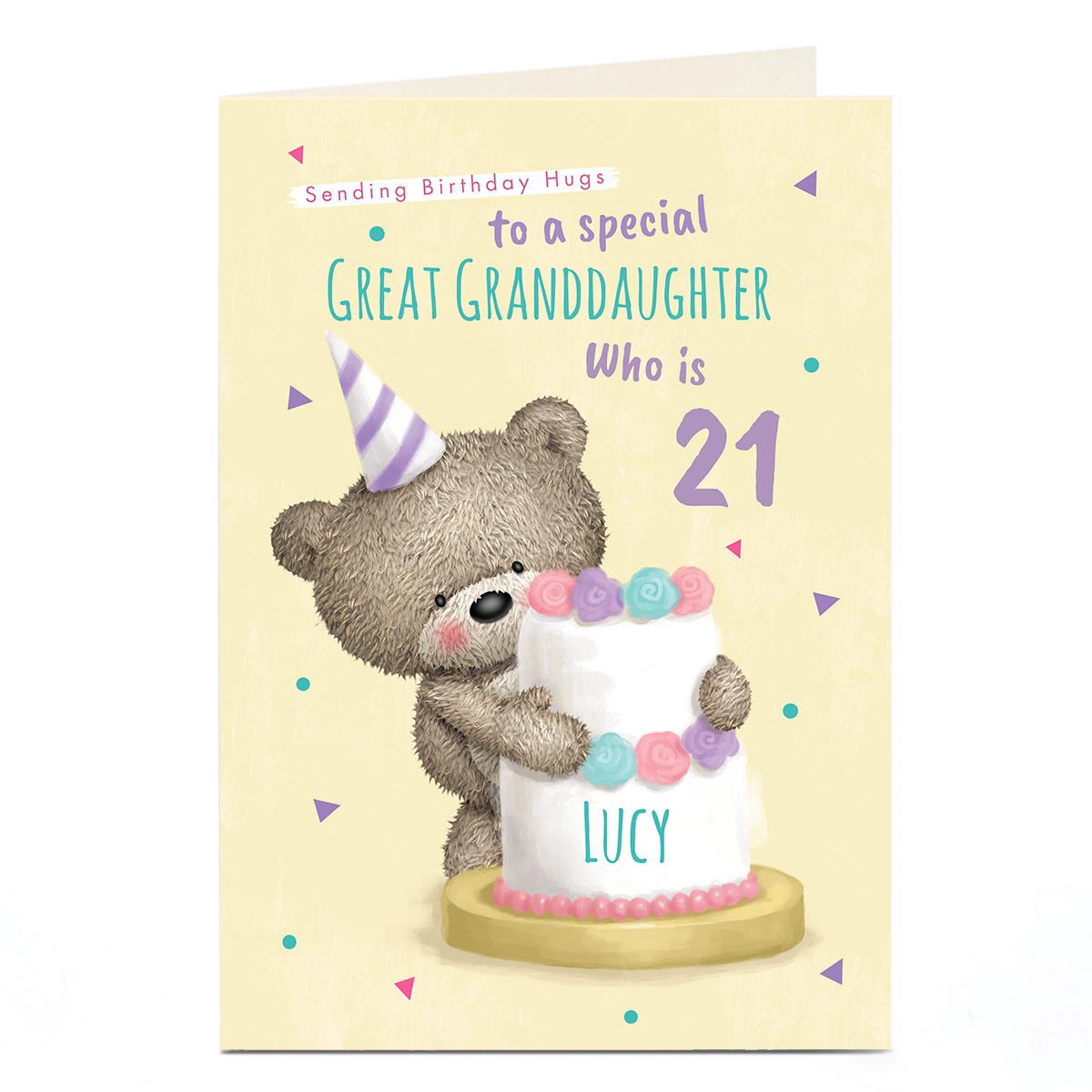 Hugs Bear Personalised Birthday Card - Sending Birthday Hugs, Editable Age