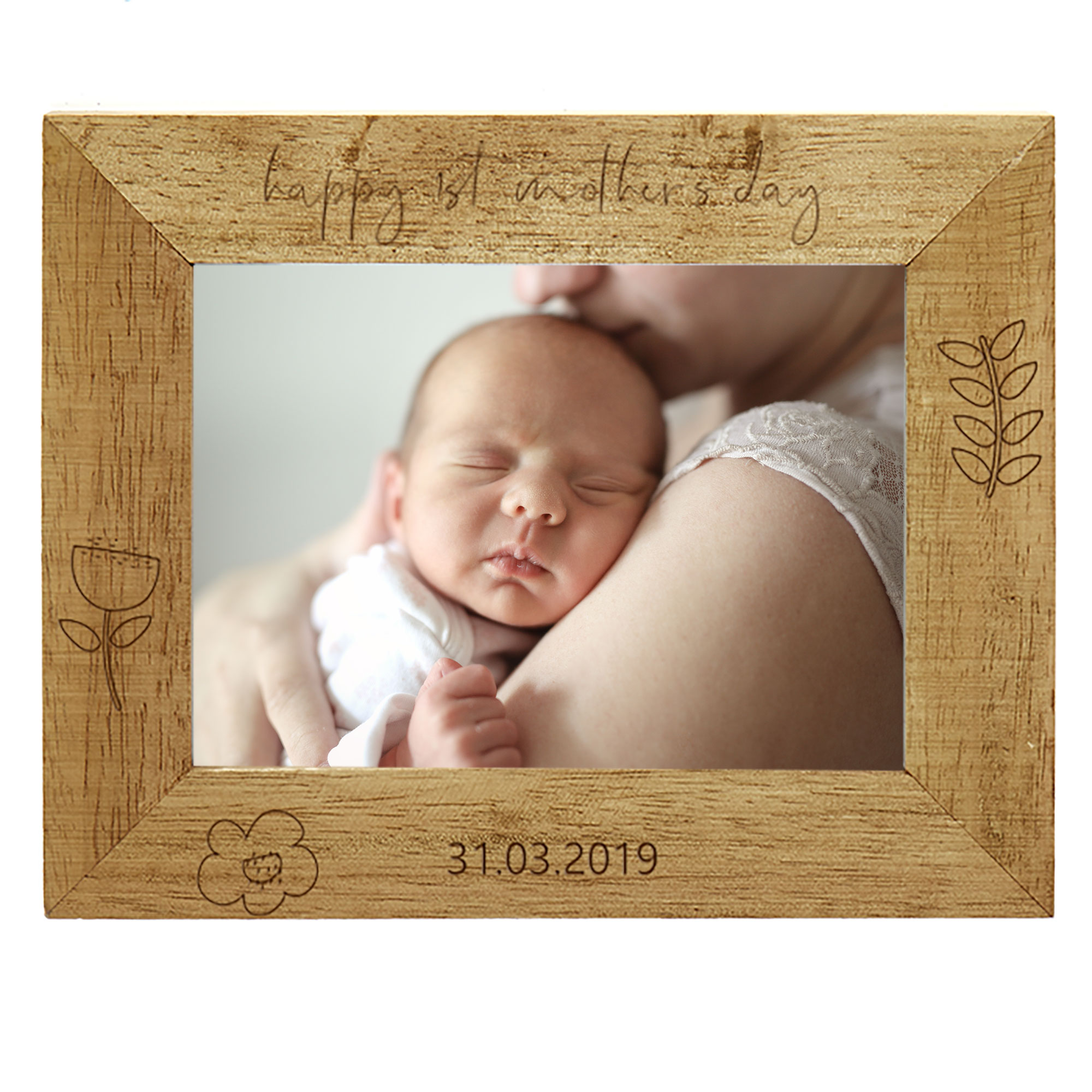 Personalised Wooden Photo Frame - Happy 1st Mother's Day