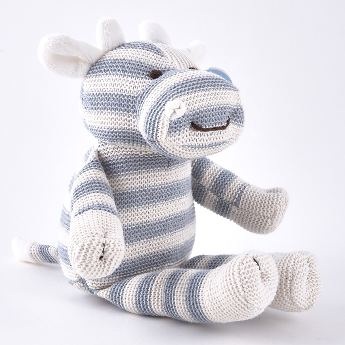 Tiny Treasures Striped Blue & White Cow Plush