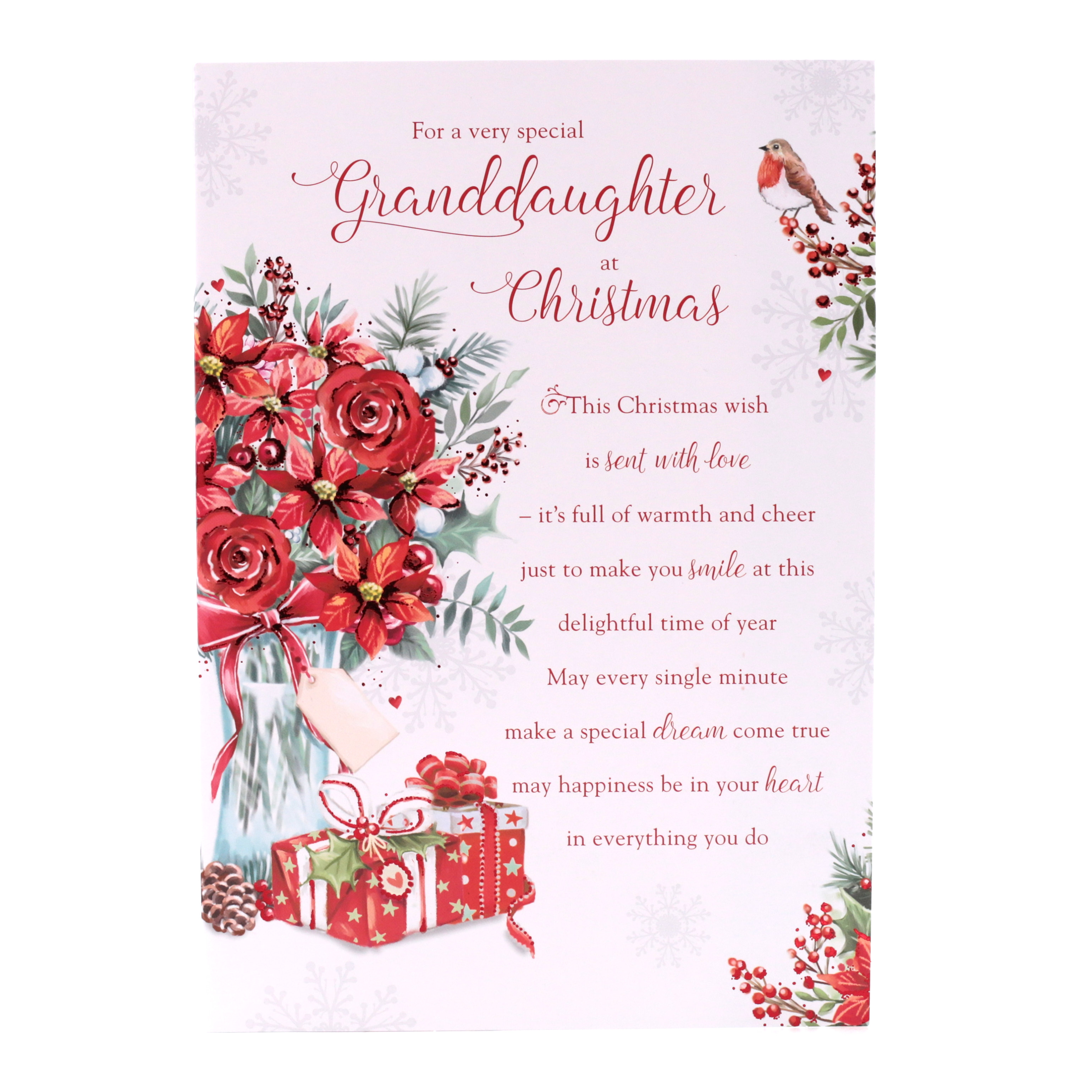 Christmas Card - Granddaughter, Christmas Roses