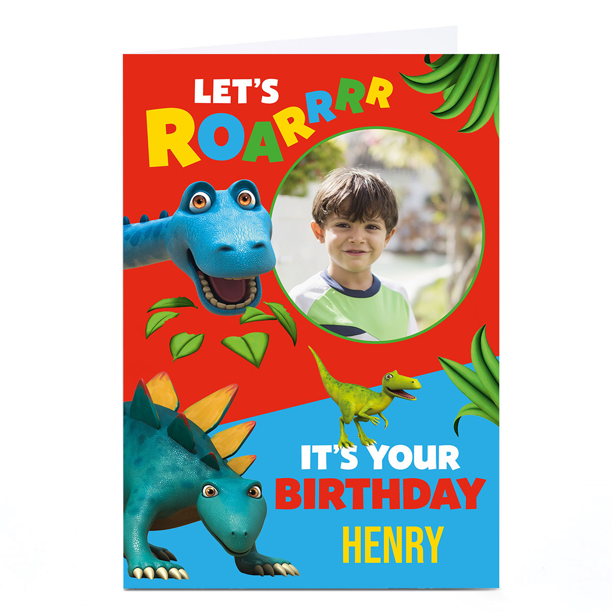 Photo Birthday Card - Dinosaur Roar Photo and Name