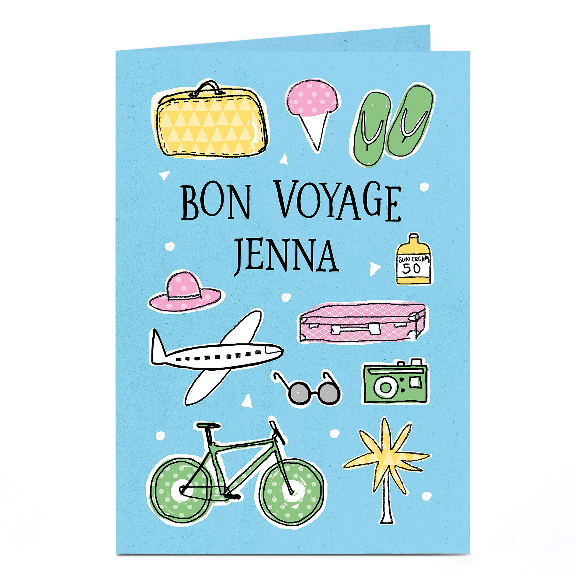 Buy Personalised Bon Voyage Card Travel Illustrations