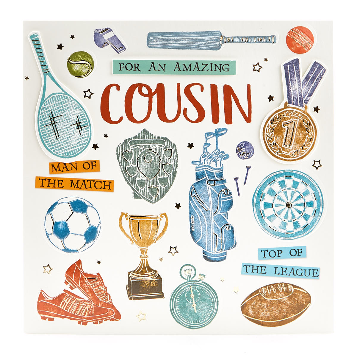VIP Collection Birthday Card - Cousin Sports Equipment