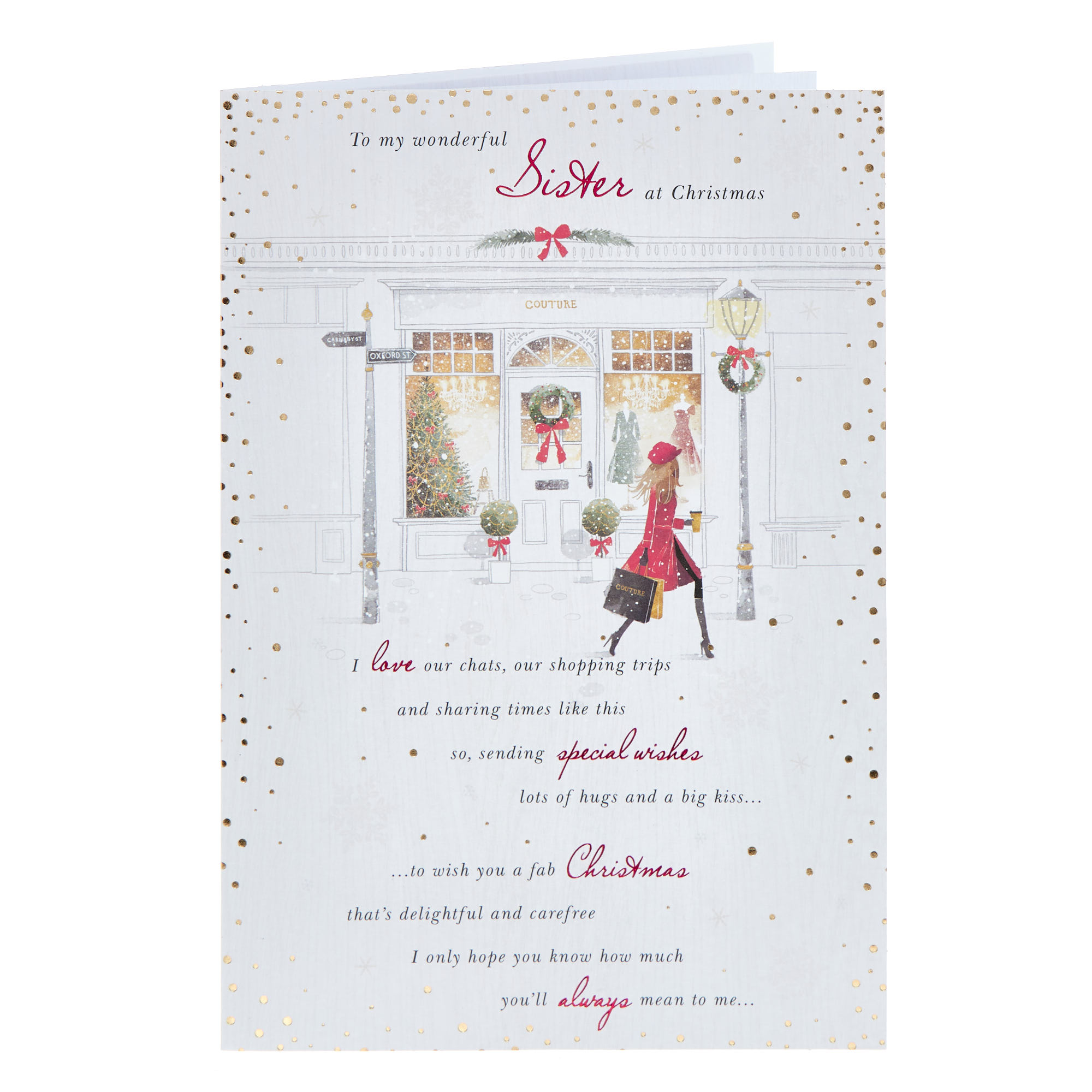 Sister Festive Shop Front Christmas Card