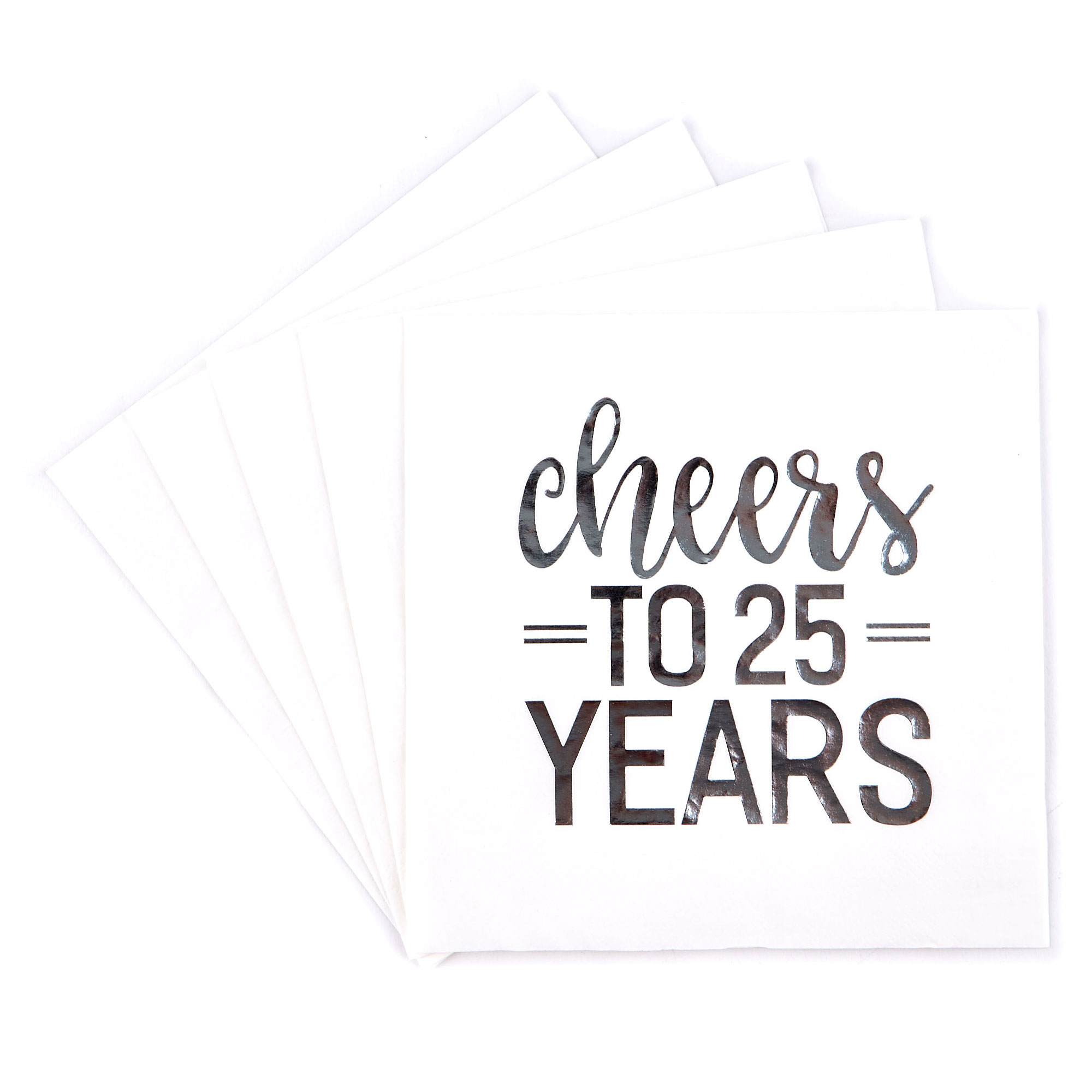 Cheers to 25 Years Paper Party Napkins - Pack of 16