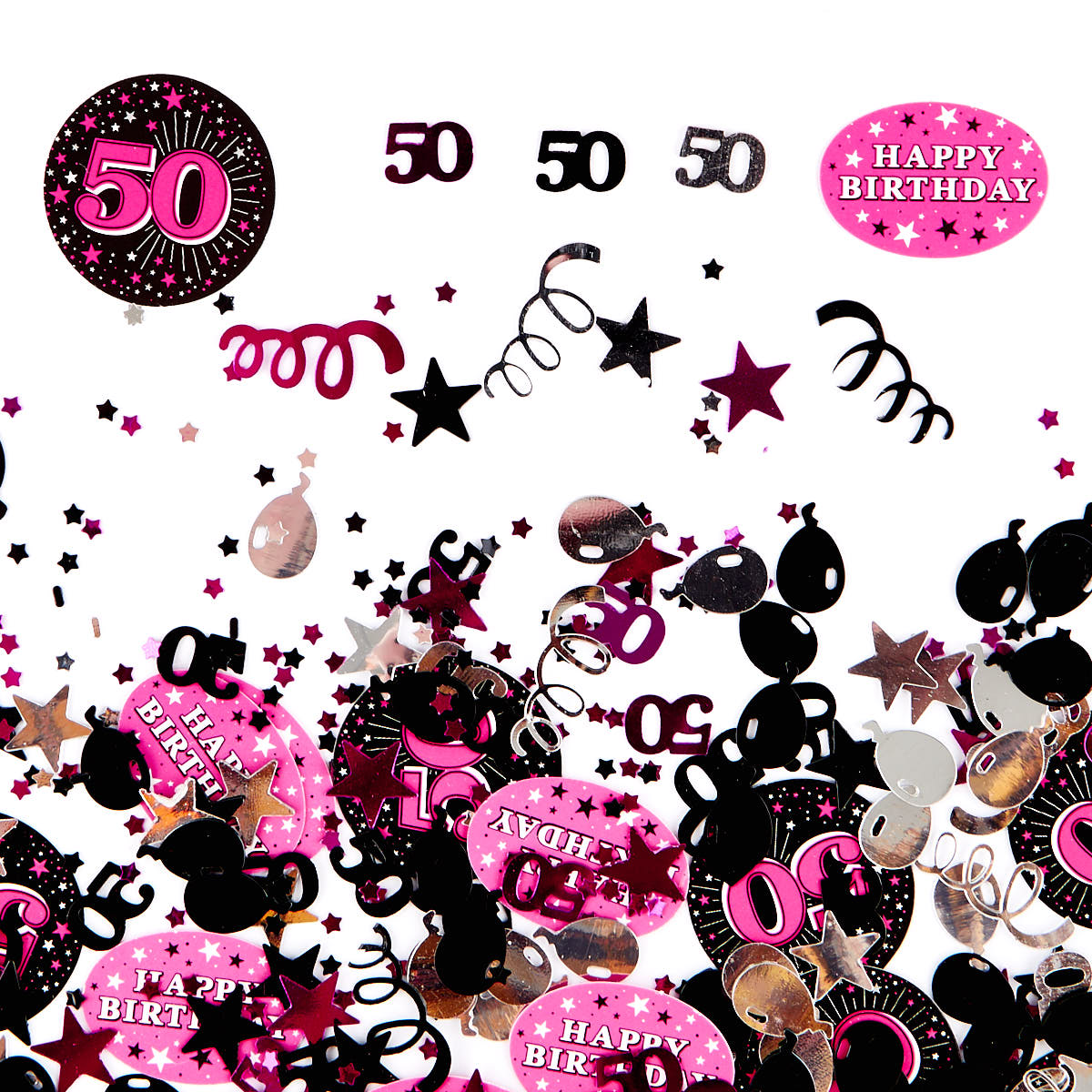 50th Birthday Pink Foiletti - Pack Of Three