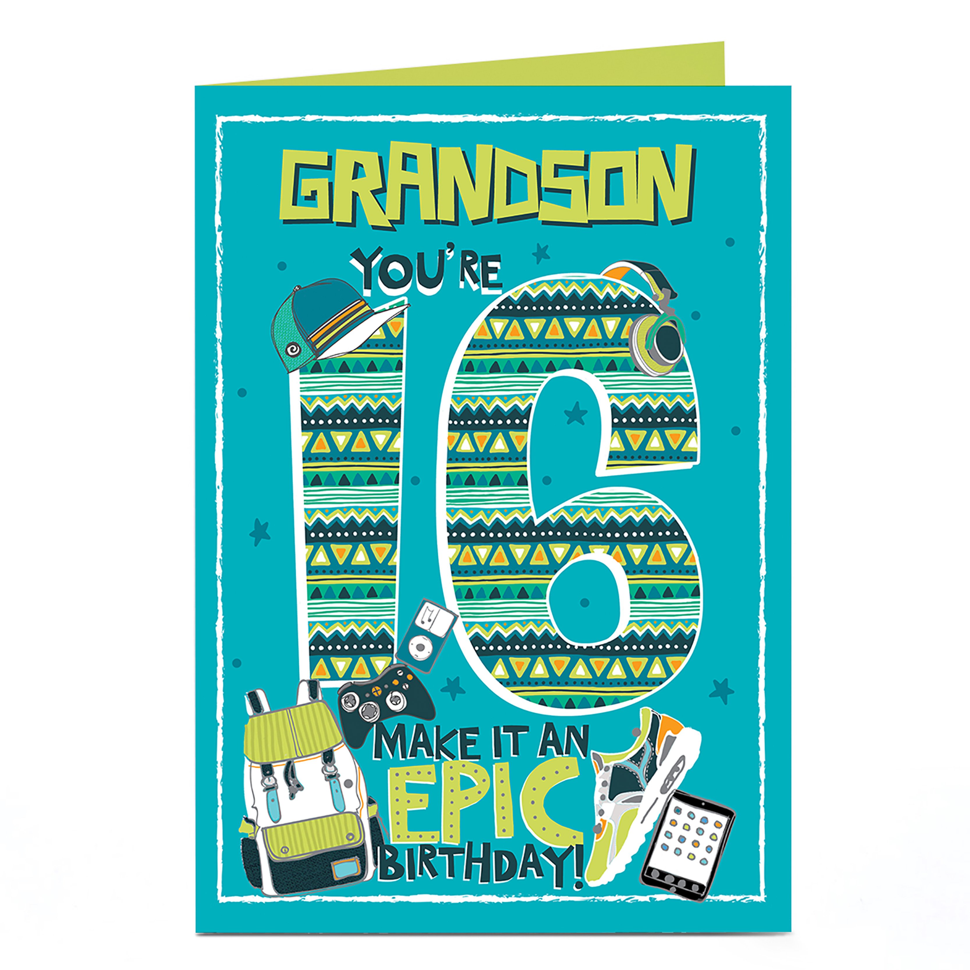 Personalised 16th Birthday Card - Grandson Epic Birthday