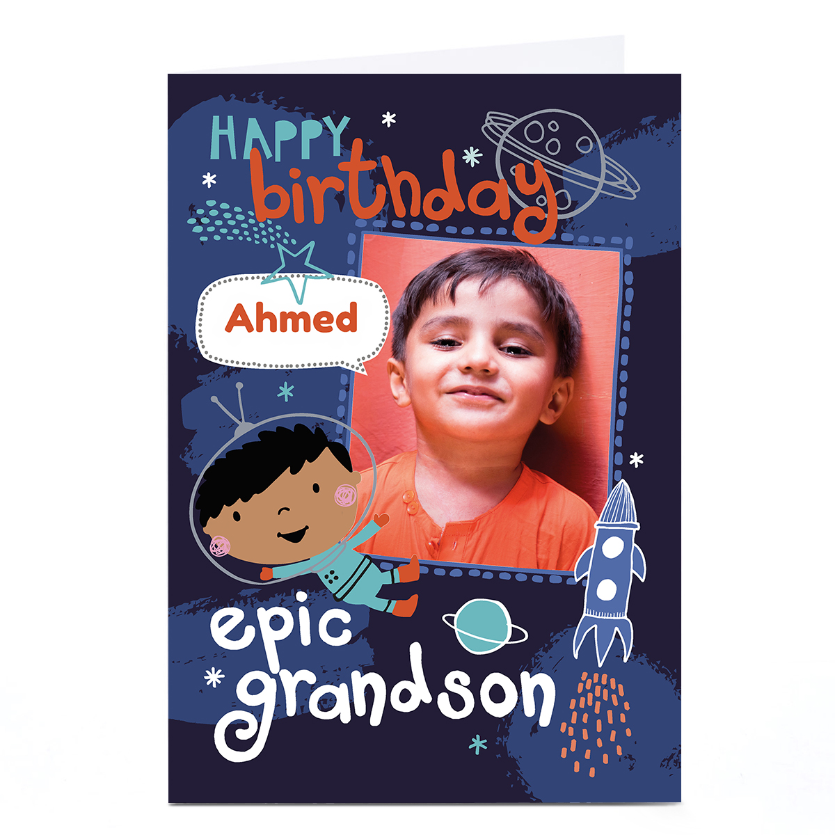 Photo Bev Hopwood Birthday Card - Epic Grandson Blue