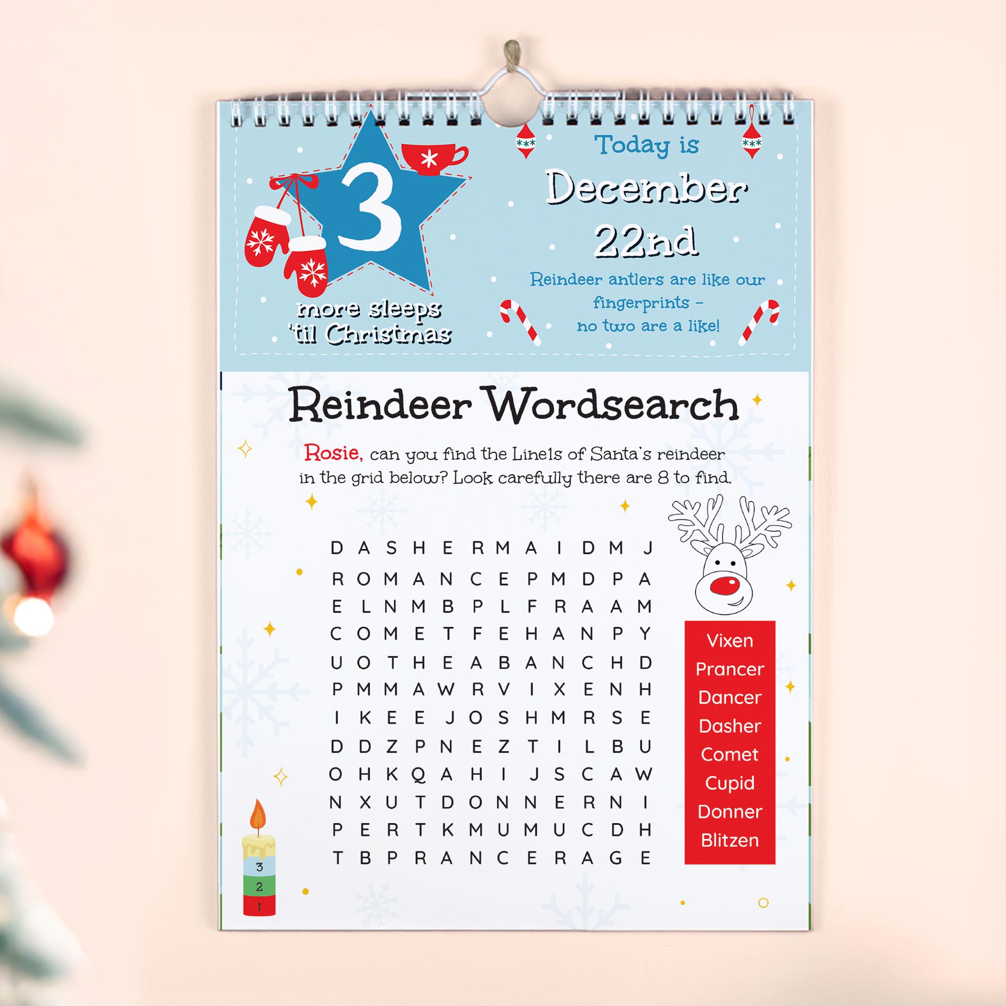 Personalised 24 Sleeps Christmas Activity Advent Calendar,  Personalised 24 Sleeps Christmas Activity Advent Calendar