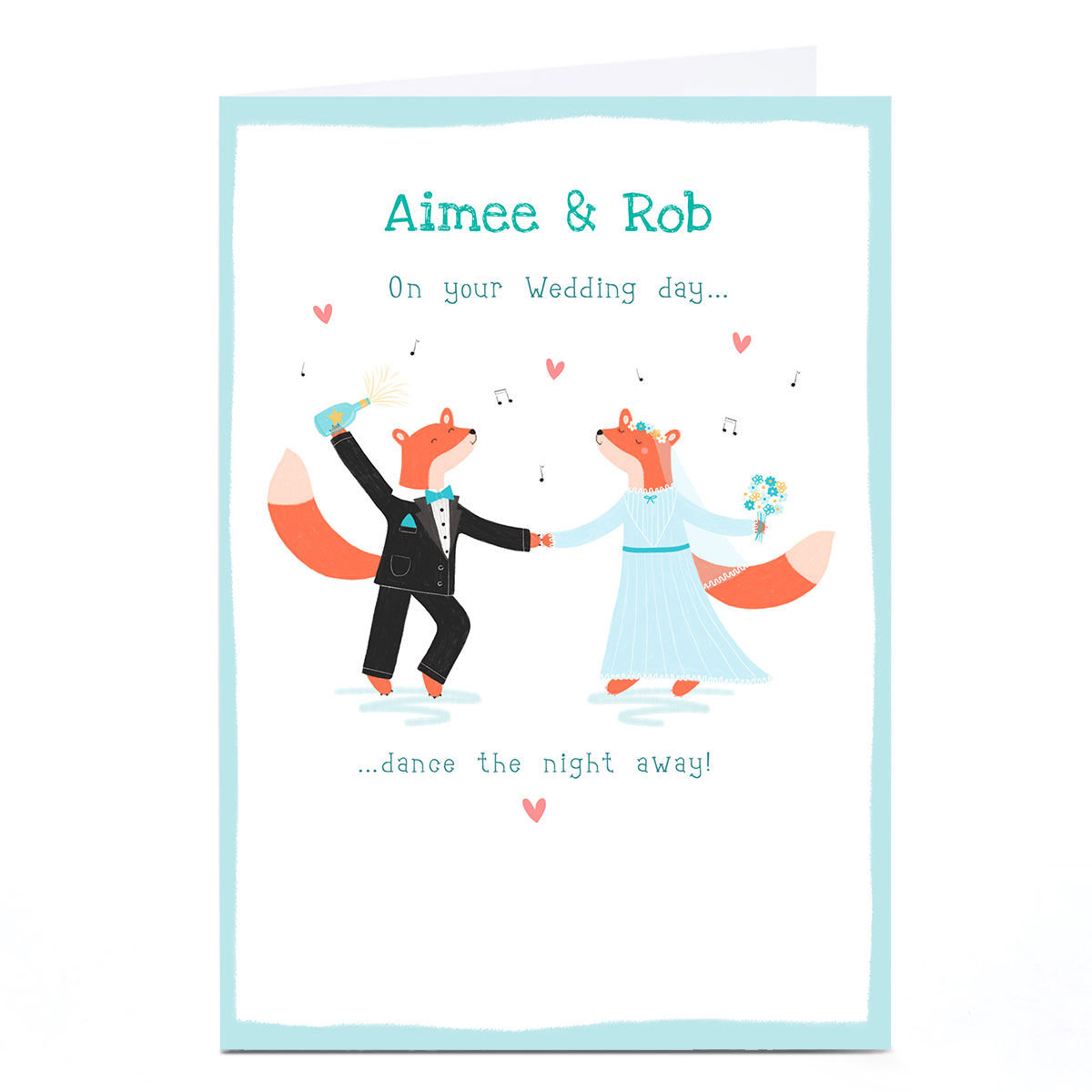 Personalised Hannah Steele Wedding Card - Foxes