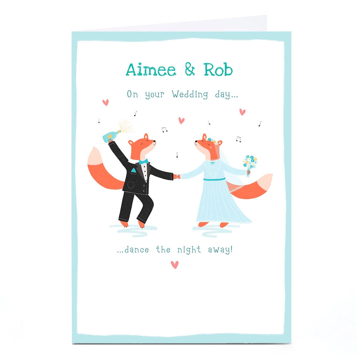 Personalised Hannah Steele Wedding Card - Foxes