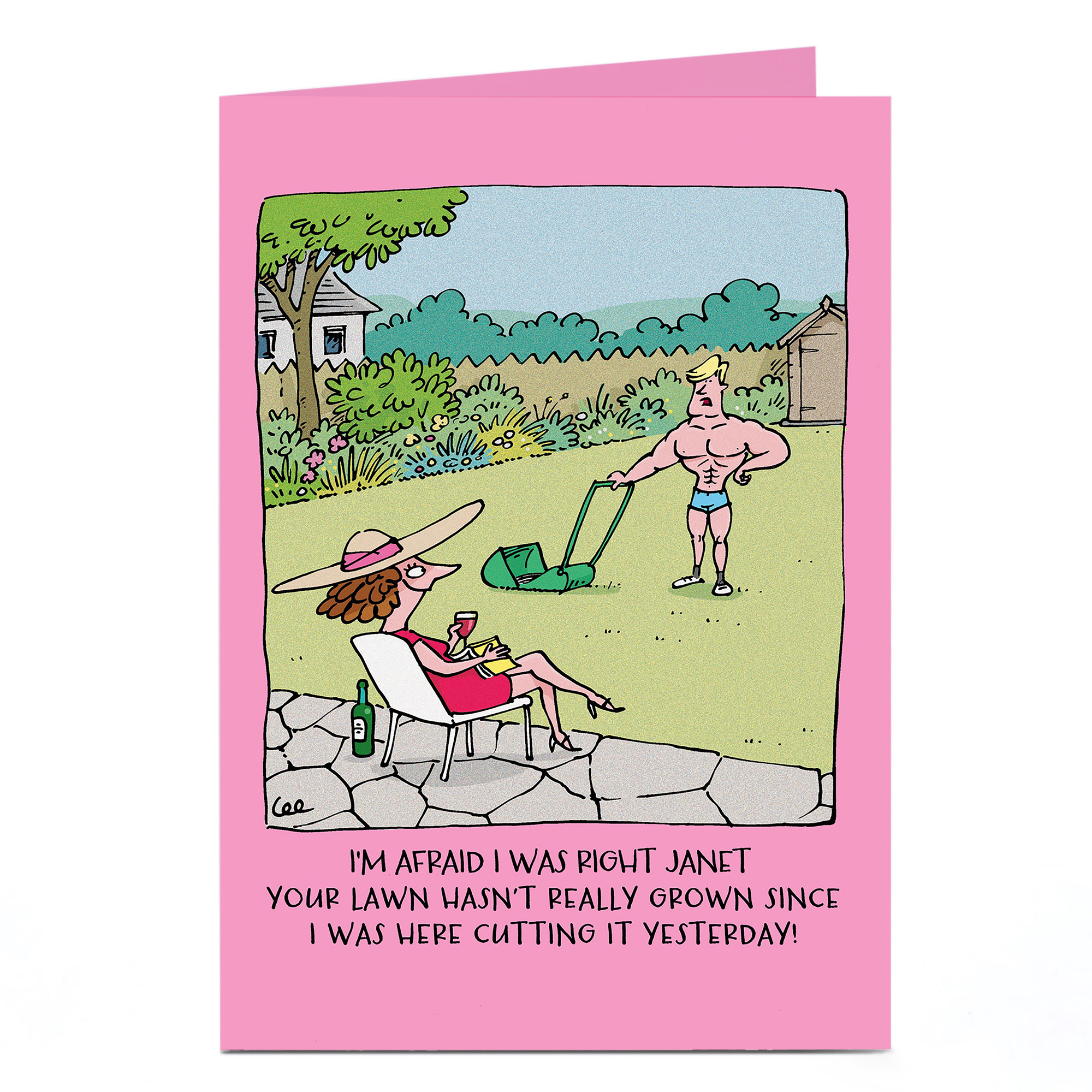 Personalised Card - Lawn Cutting Cartoon