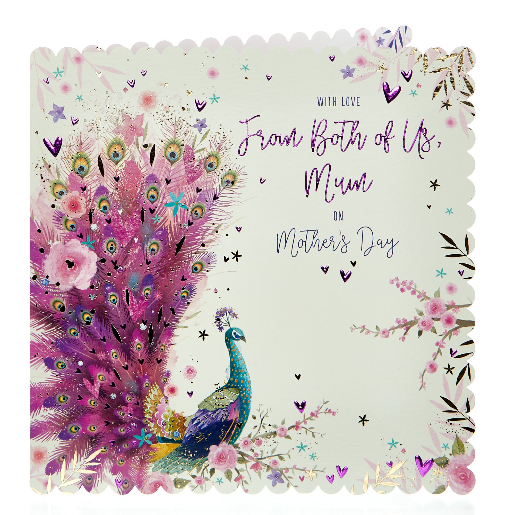Mum From Both Of Us Peacock Mother's Day Card