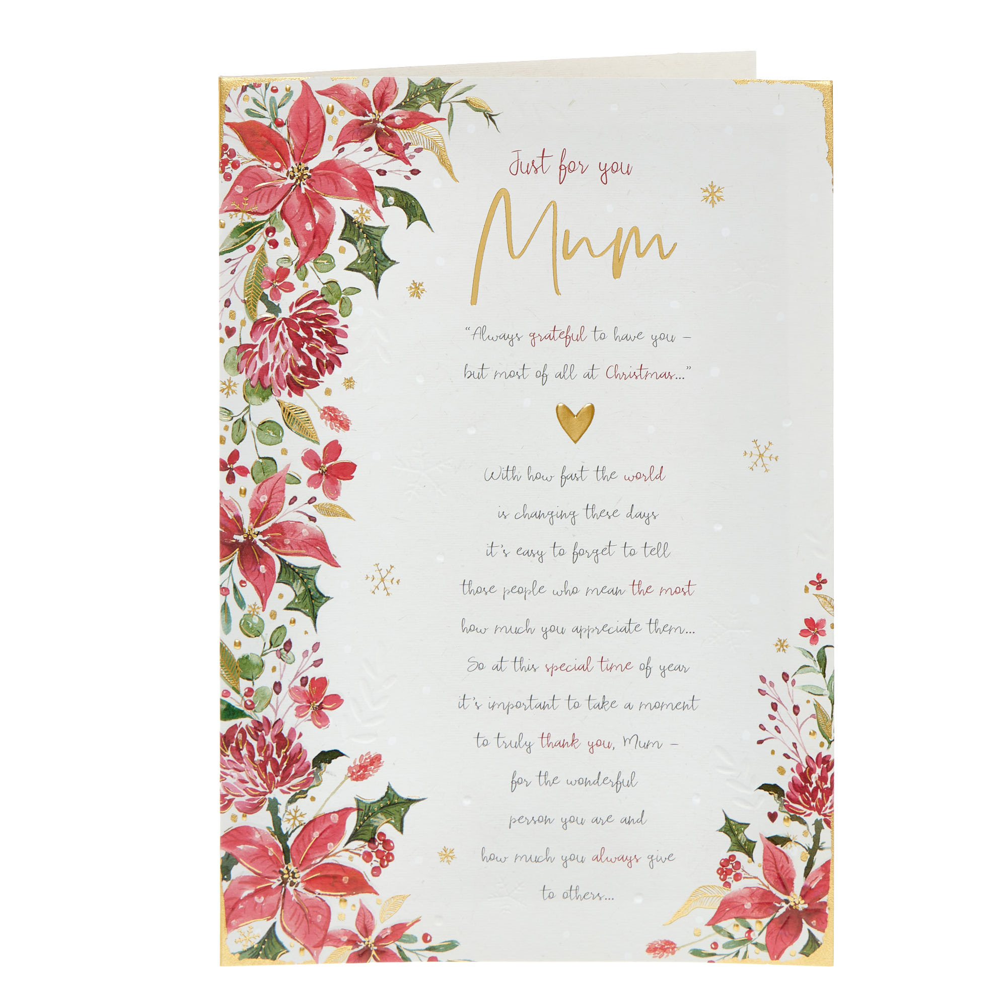 Mum Just For You Poinsettia Christmas Card