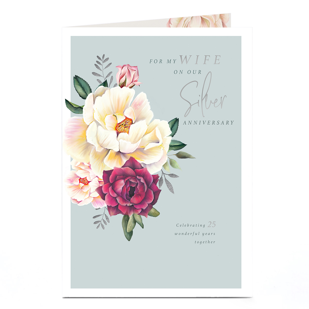 Silver Wedding Anniversary Card - To My Wife