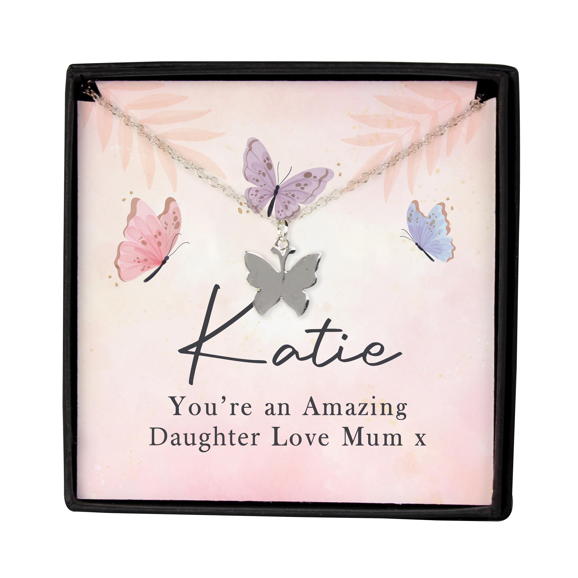 Personalised Sentiment Card & Butterfly Necklace