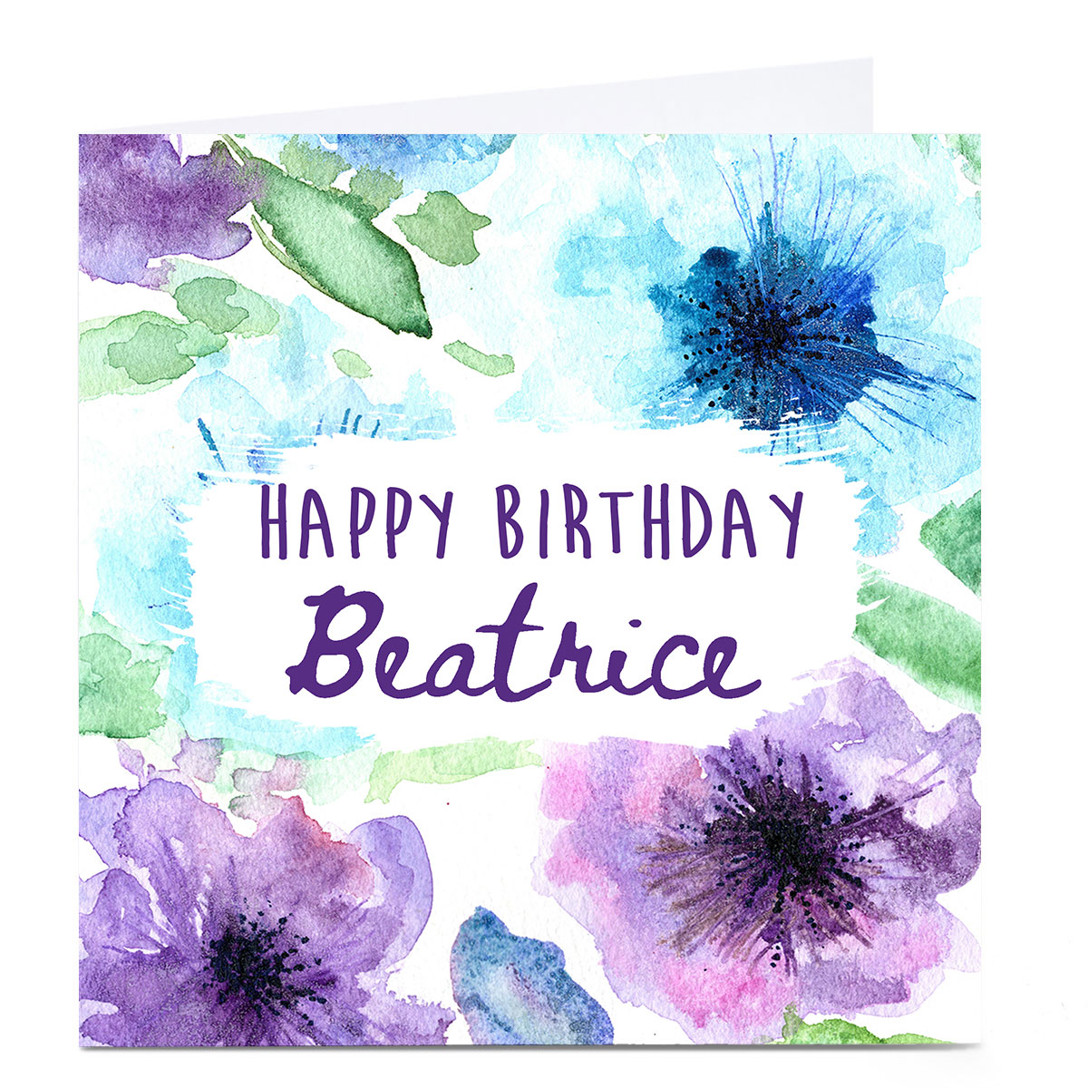 Personalised Emma Isaacs Birthday Card - Watercolour Blue 