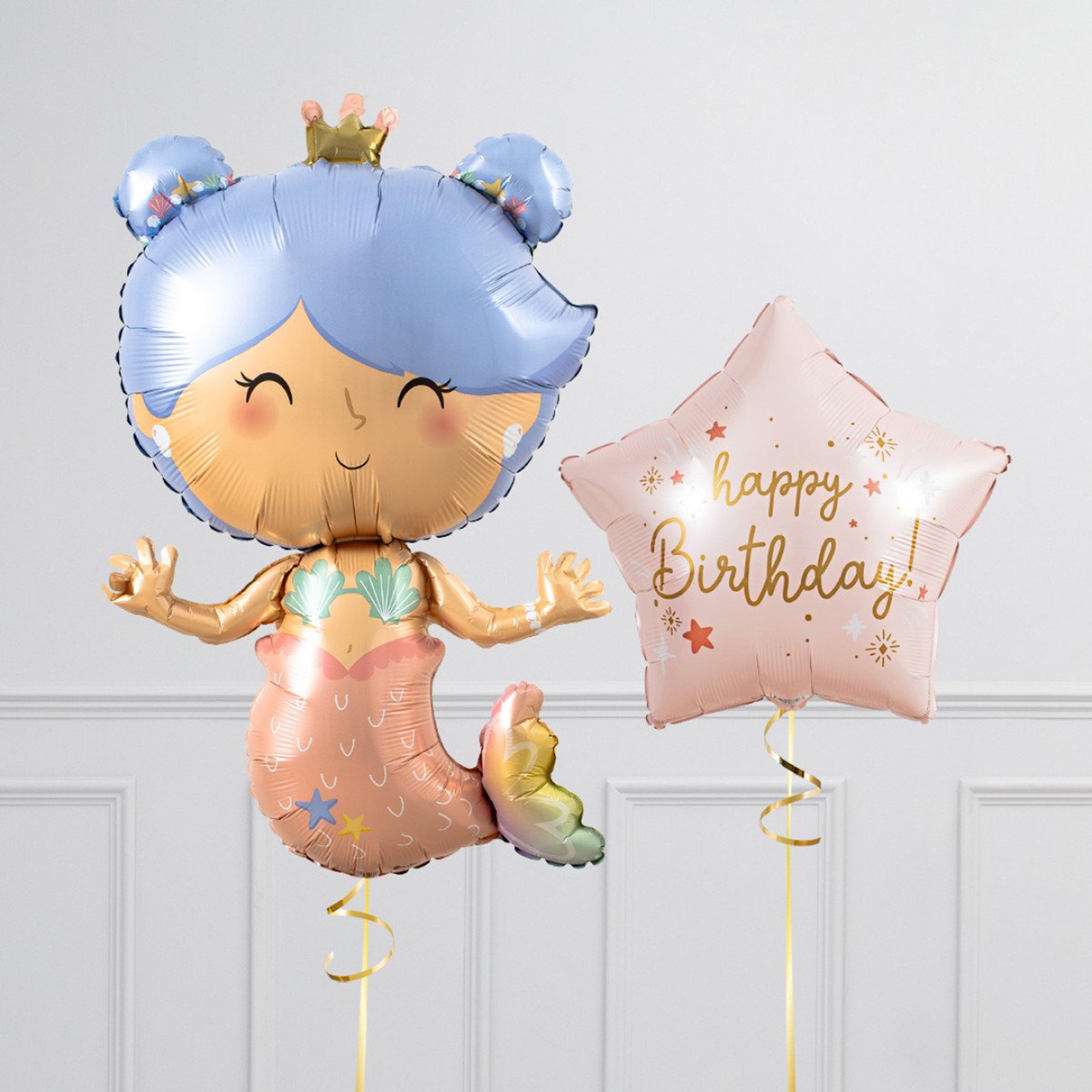 Mermaid Birthday Supershape & Foil Balloon Package - Delivered Inflated!