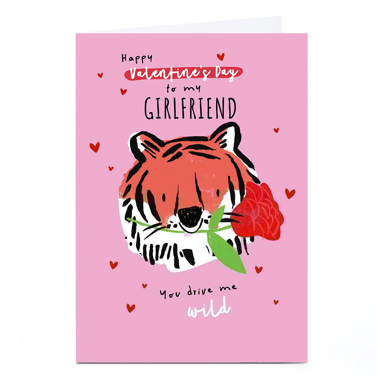 Personalised Valentine's Day Card - You Drive Me Wild Tiger With Rose, Girlfriend
