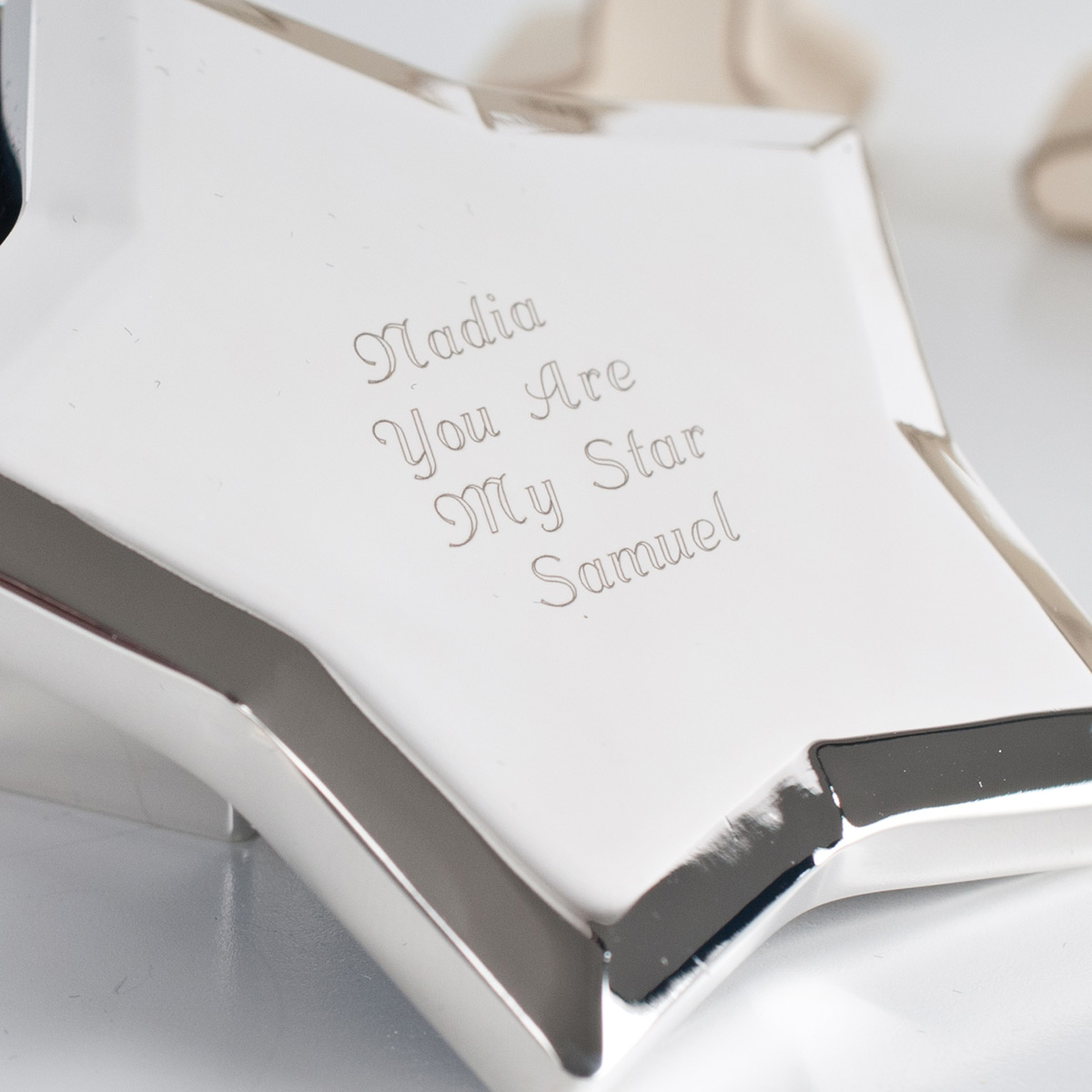 Personalised Engraved Silver-Plated Star Trinket Box