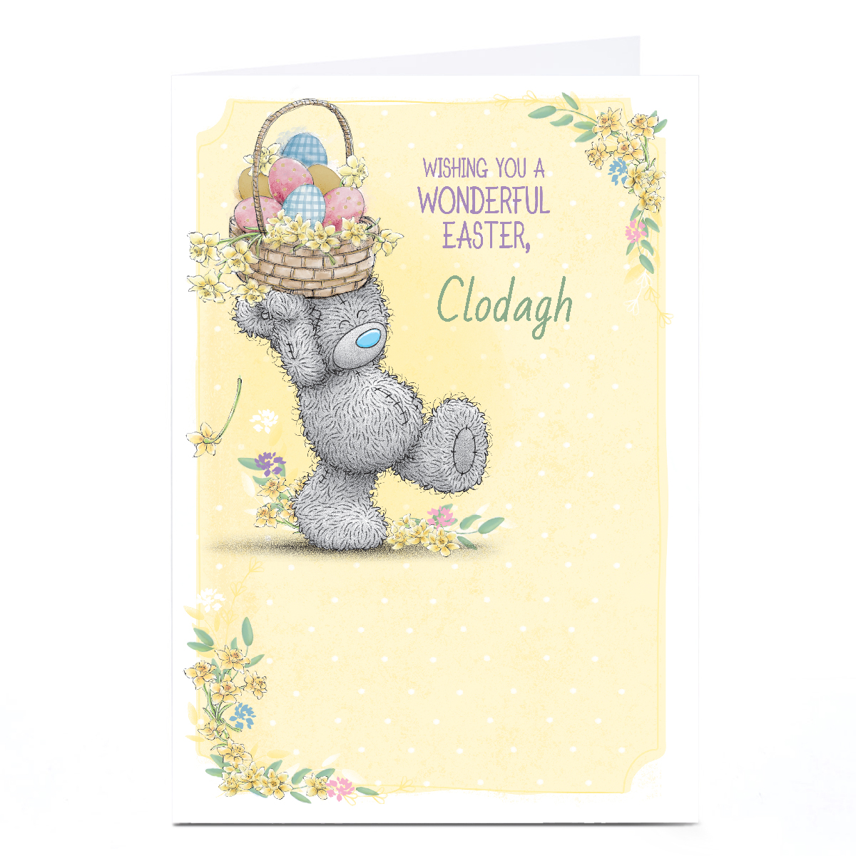 Personalised Tatty Teddy Easter Card - Bear carrying Basket