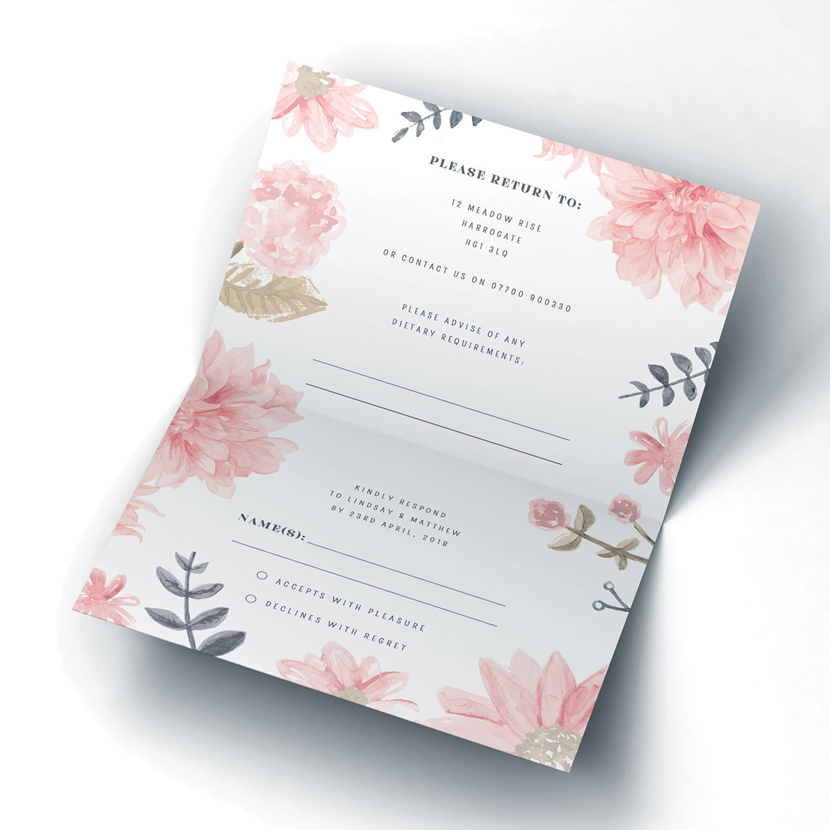 Personalised Wedding RSVP Card - Floral Chic