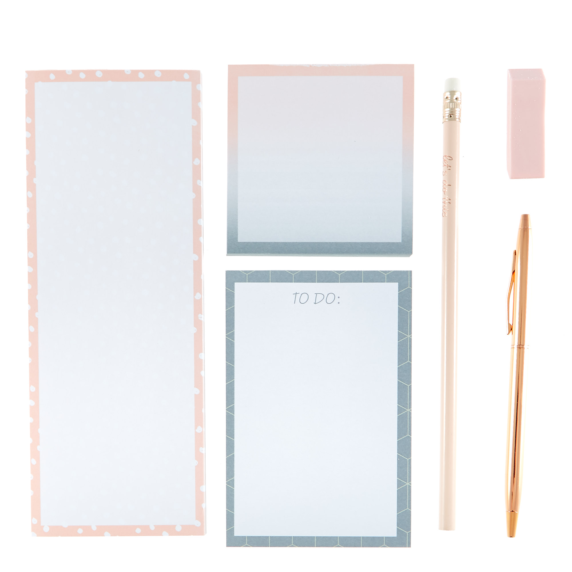 Rose & Grey Note Pad & Stationery Set 