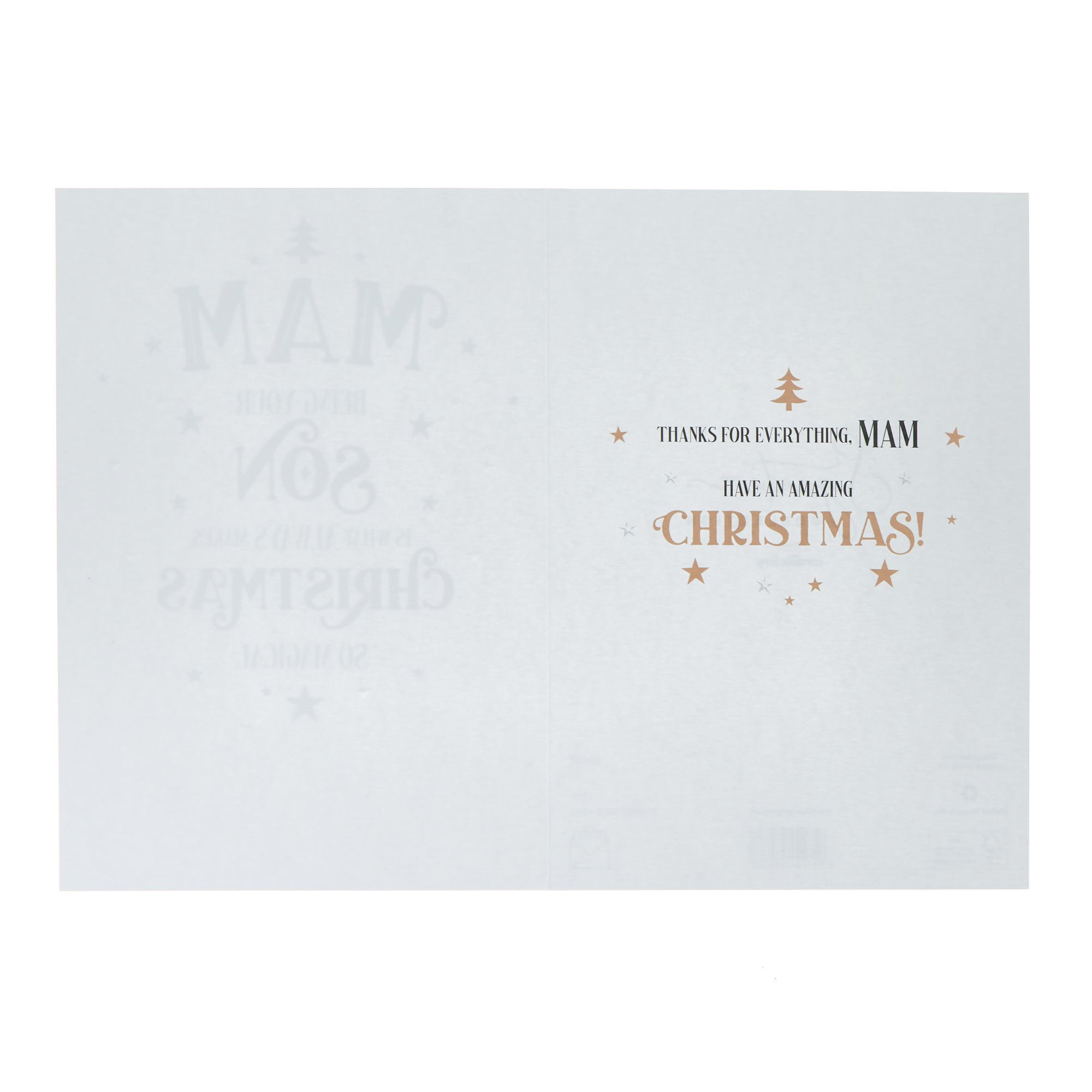 Mam From Son Gold & White Christmas Card