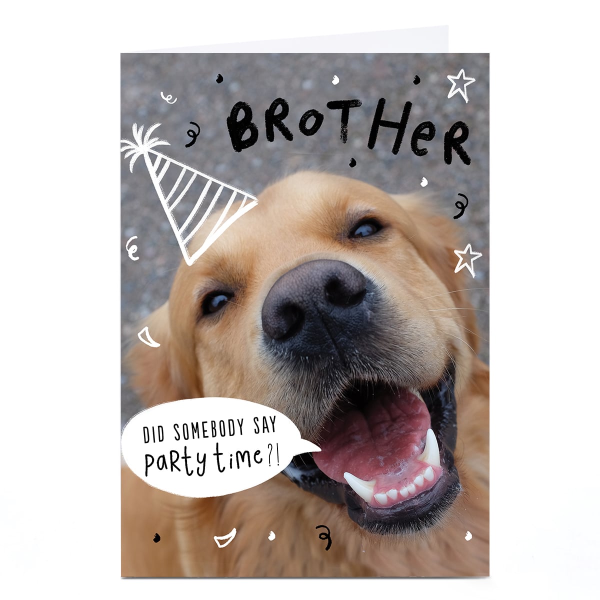 Birthday Card - Party Time Dog, Brother