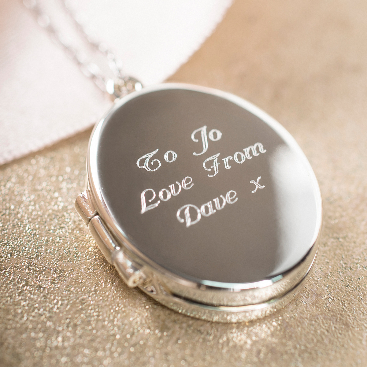 Personalised Engraved Oval Shaped Locket Necklace