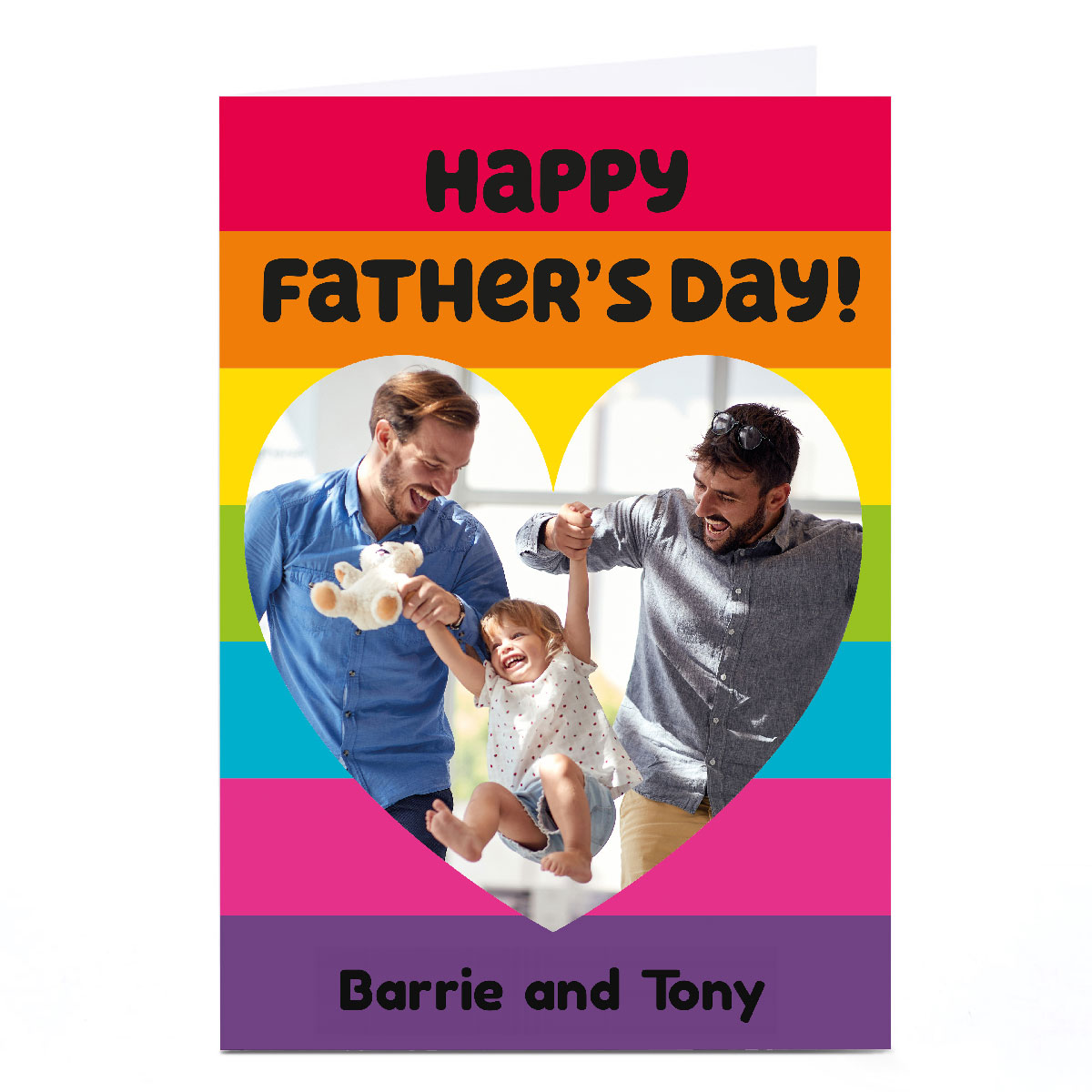 Photo Hello Munki Father's Day Card - Rainbow Heart