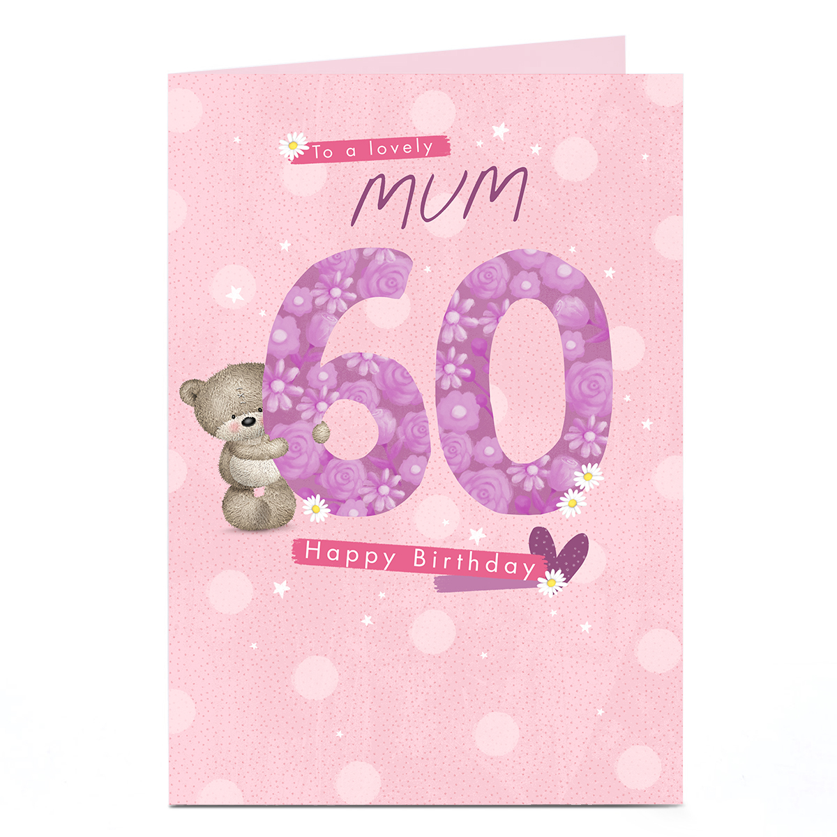 Hugs Bear Personalised 60th Birthday Card - To A Lovely Mum