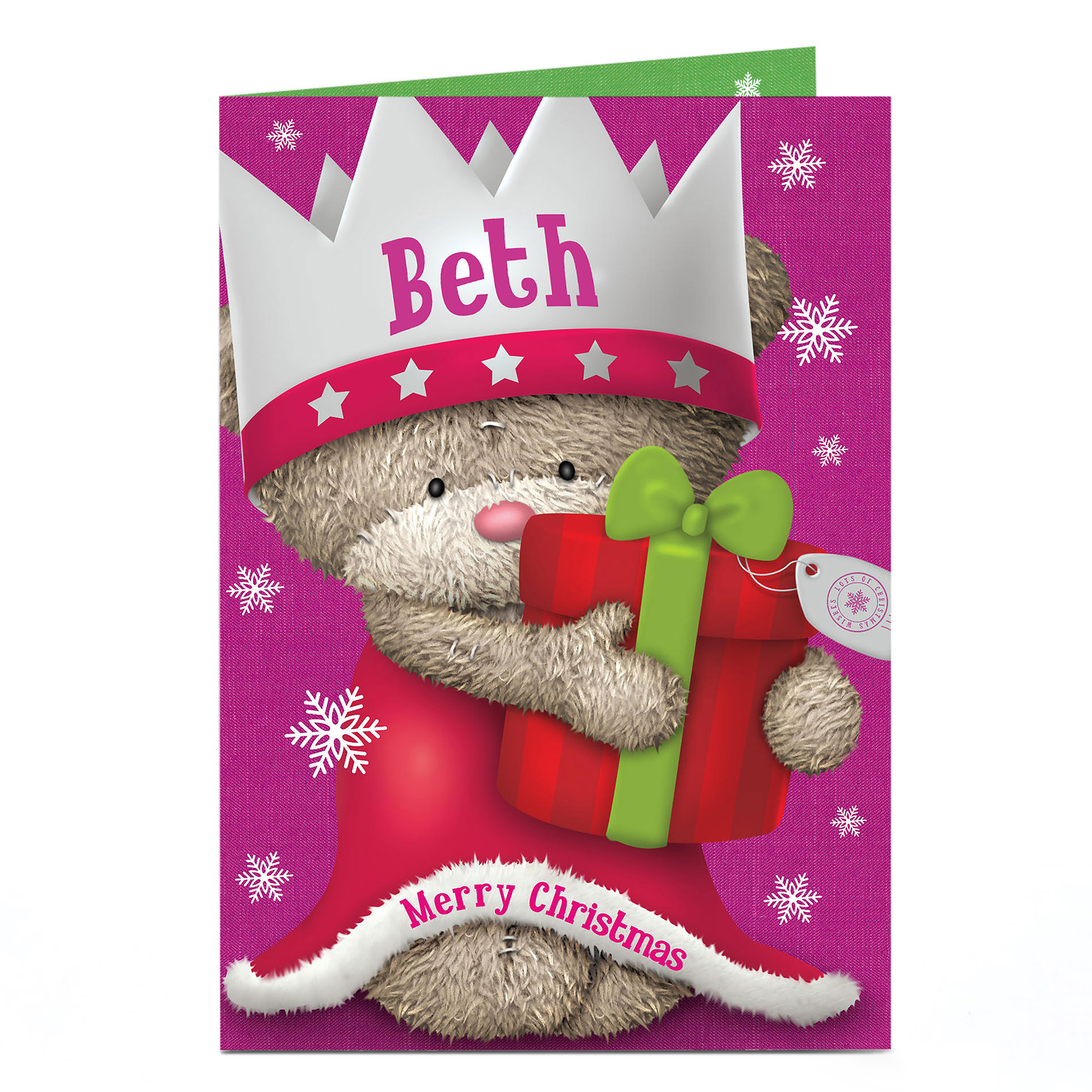 Personalised Hugs Bear Christmas Card - Princess