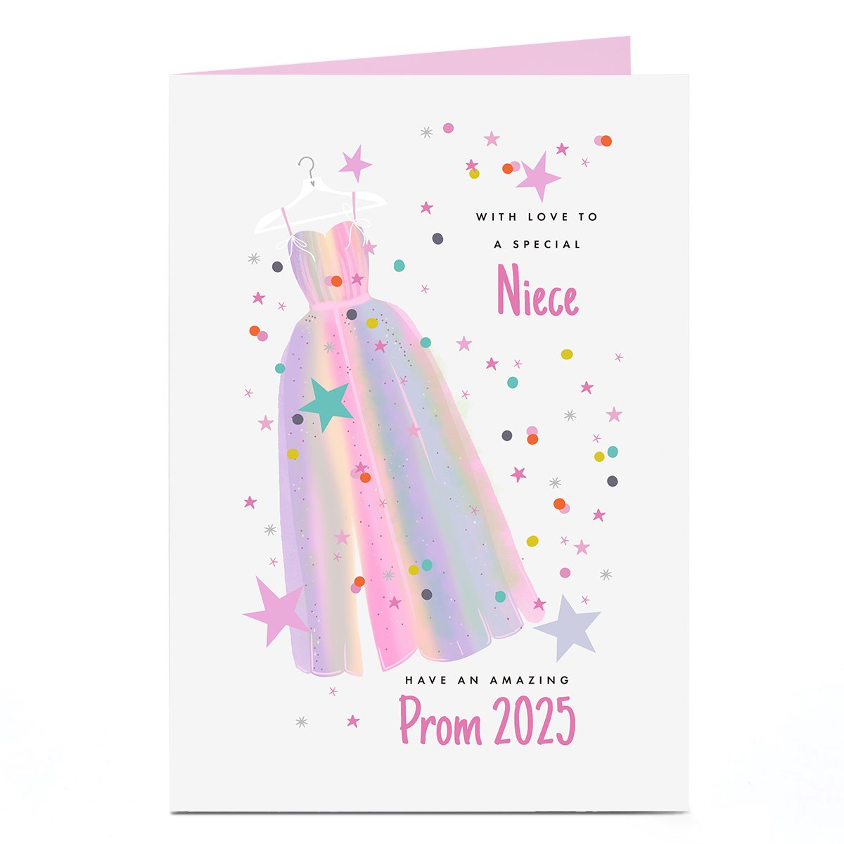 Personalised Card - Prom - Rainbow Dress - Niece 