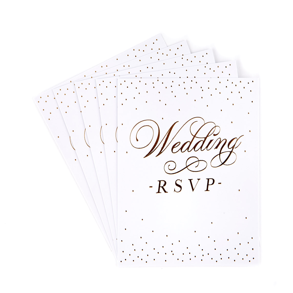 White & Gold Wedding RSVP Postcards - Pack of 12