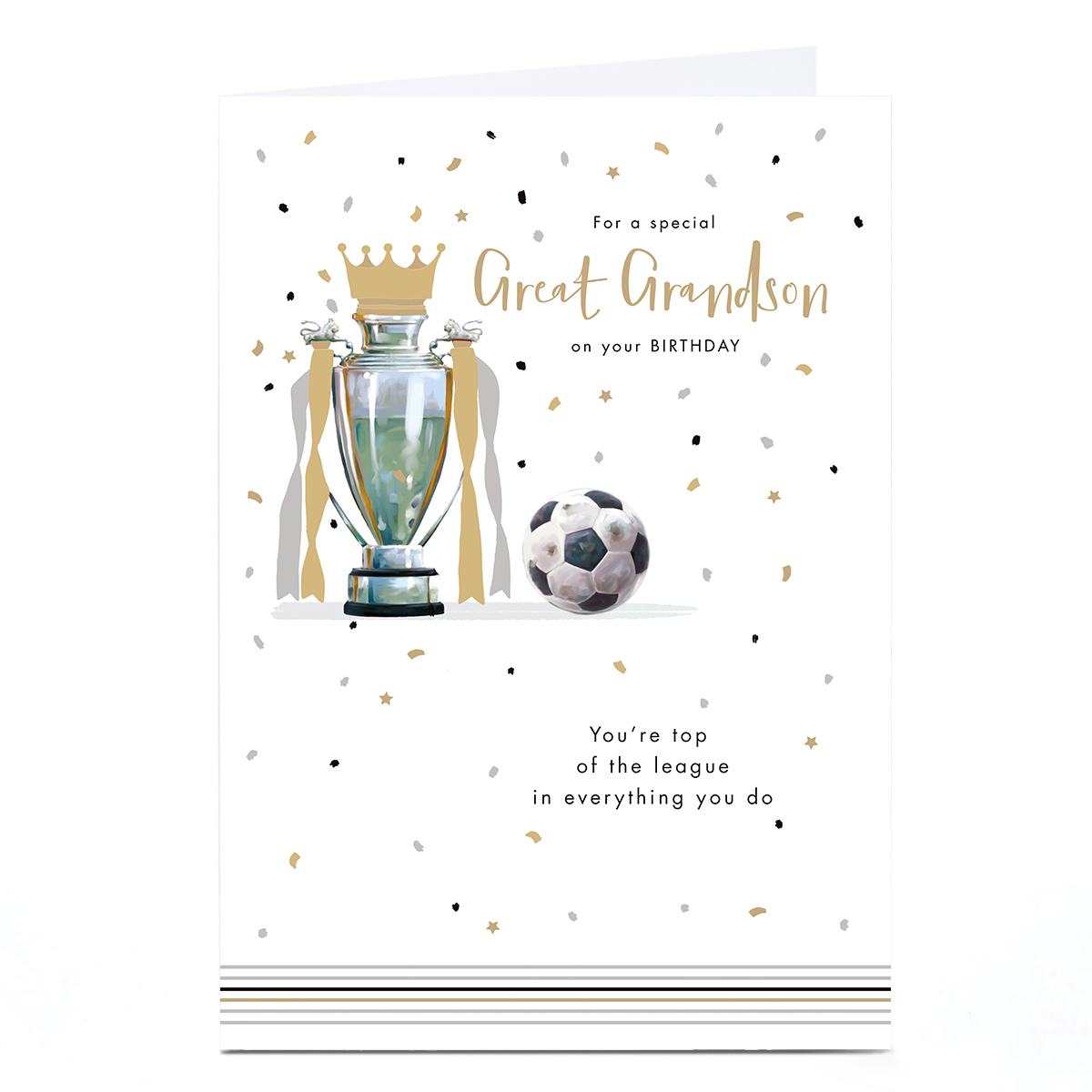 Personalised Birthday Card - Top of the League Football Trophy, Great Grandson