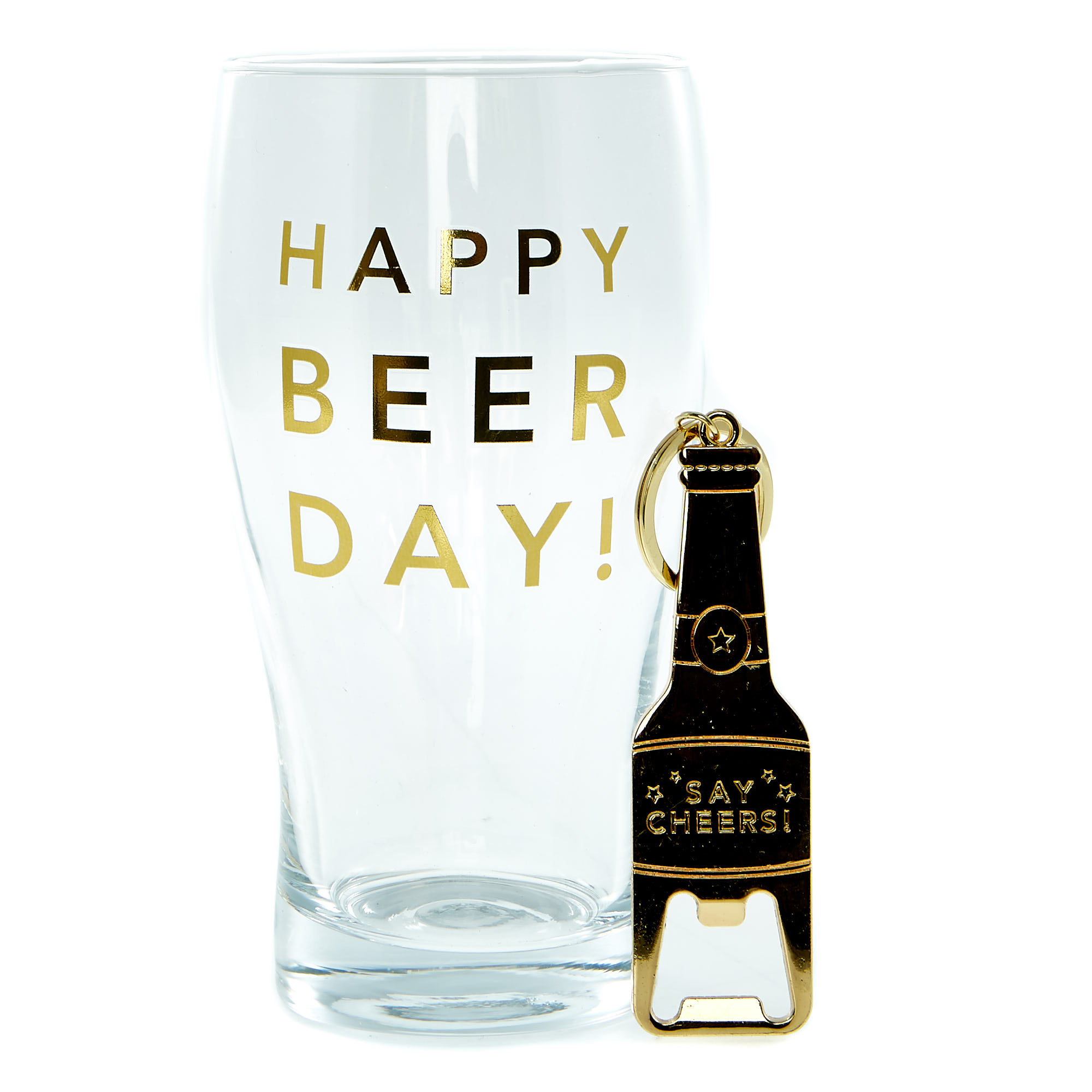 Say Cheers Pint Glass & Bottle Opener Gift Set