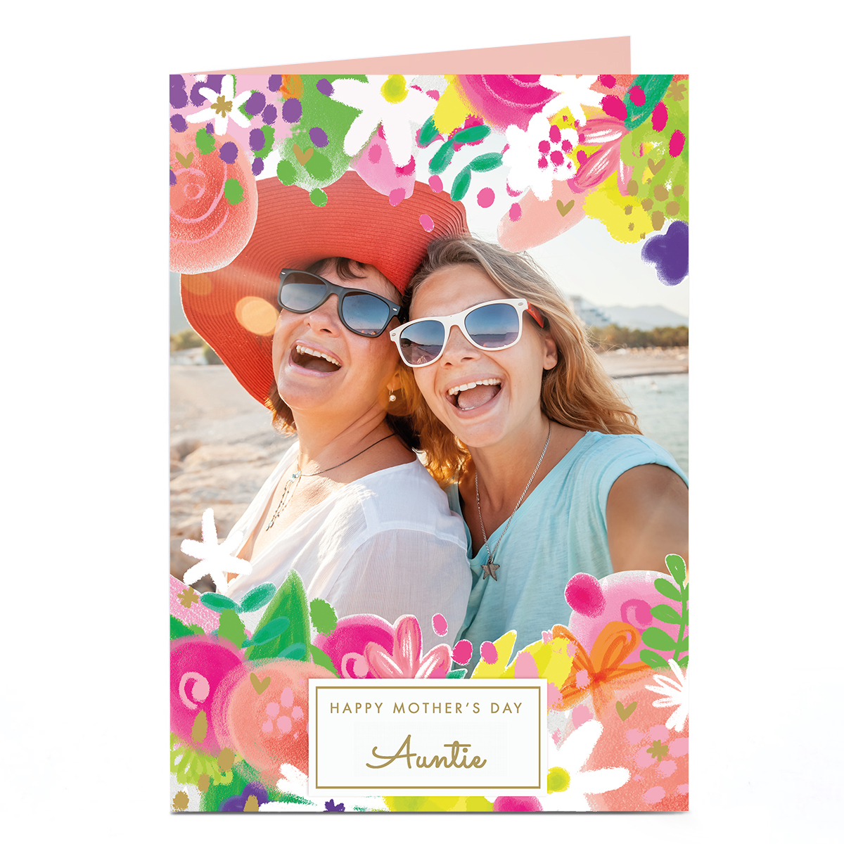 Photo Mother's Day Card - Floral Edges, Auntie