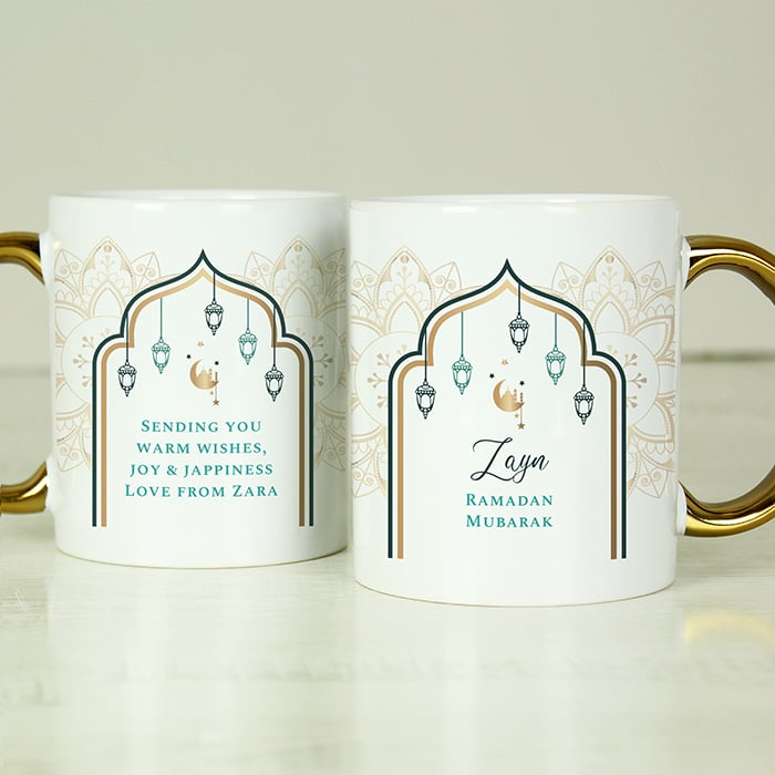 Personalised Eid and Ramadan Gold Handle Mug