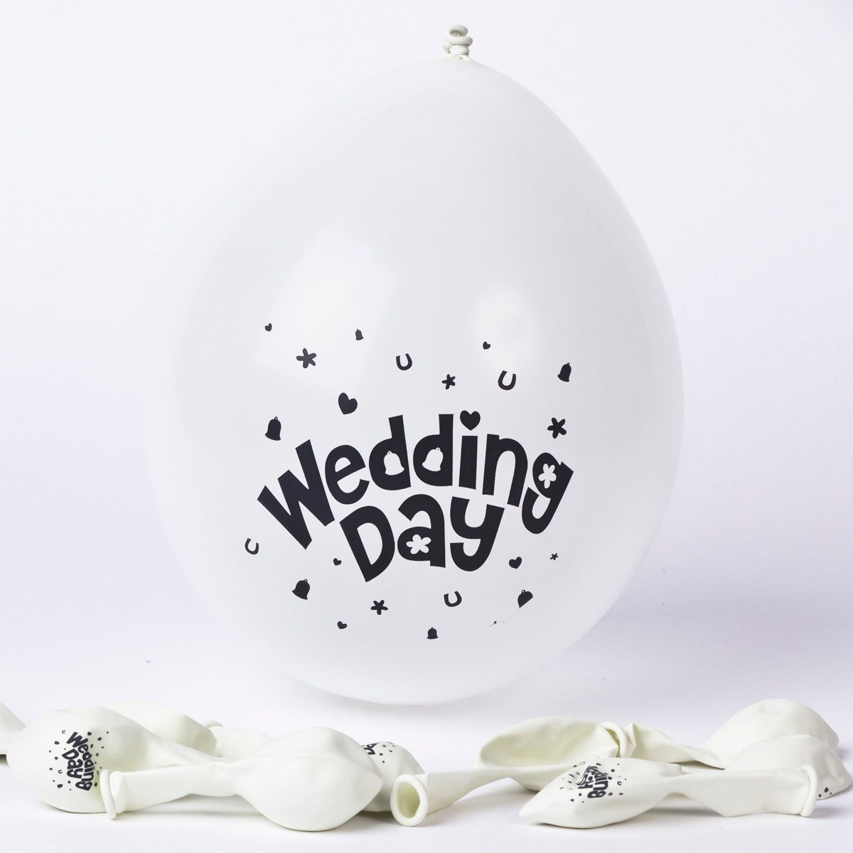 White Wedding Day Small Air-fill Latex Balloons - Pack Of 10