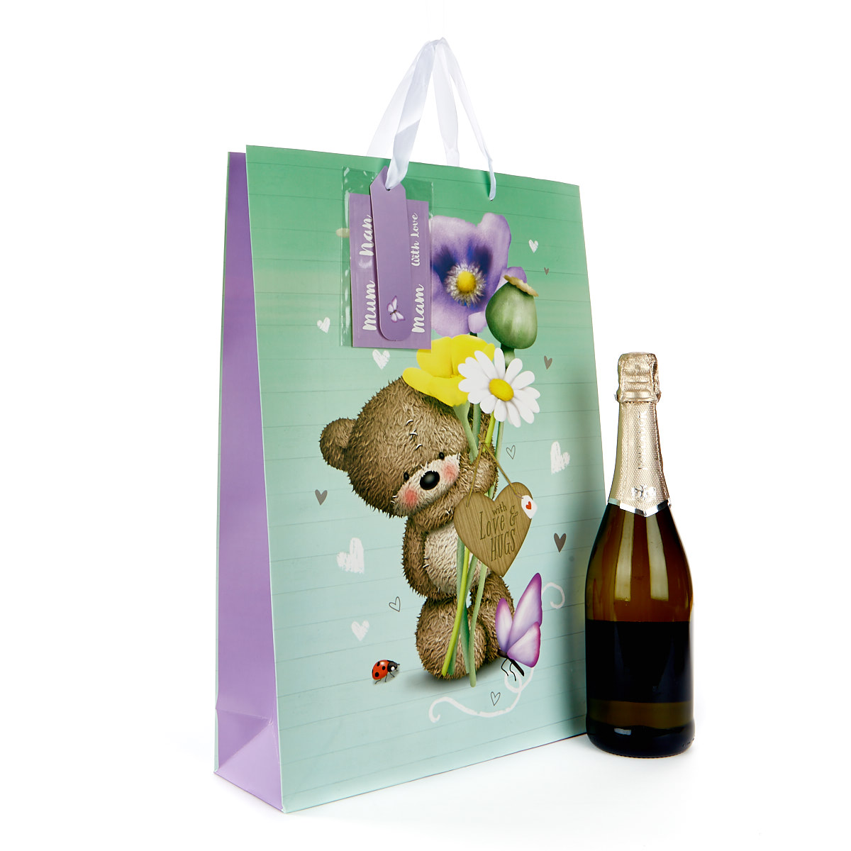 Extra Large Portrait Hugs Bear Gift Bag With Stickers