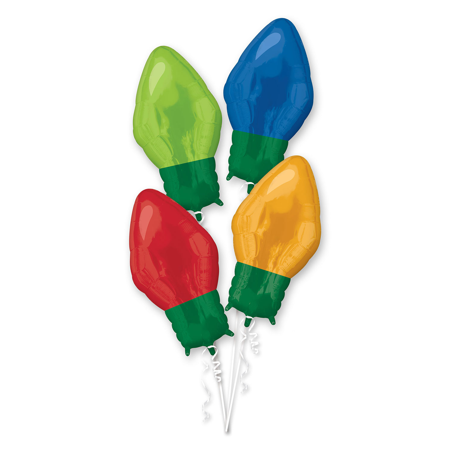 Foil Christmas Light Bulb Balloons - Pack Of 4