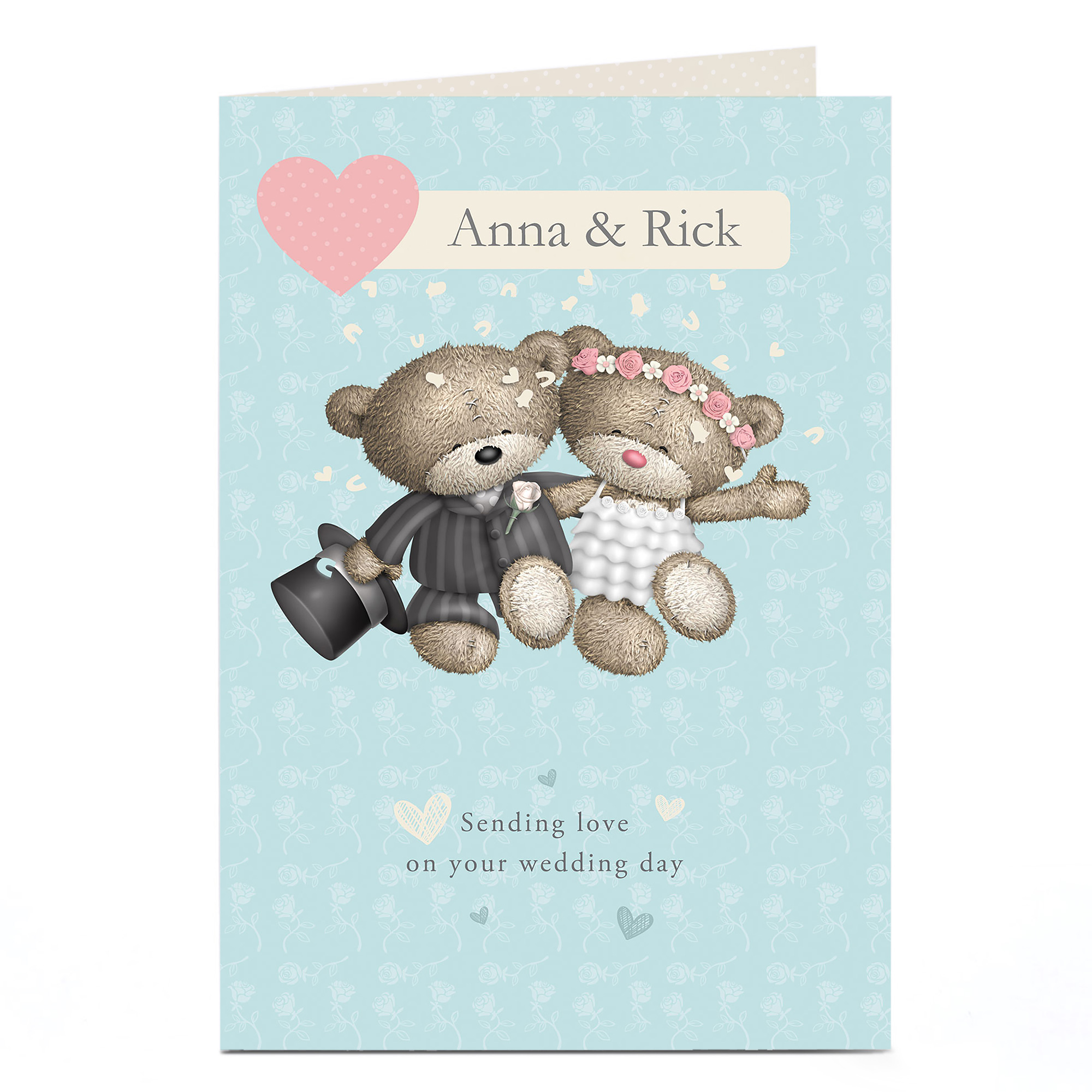 Personalised Hugs Bear Wedding Card - Bride and Groom