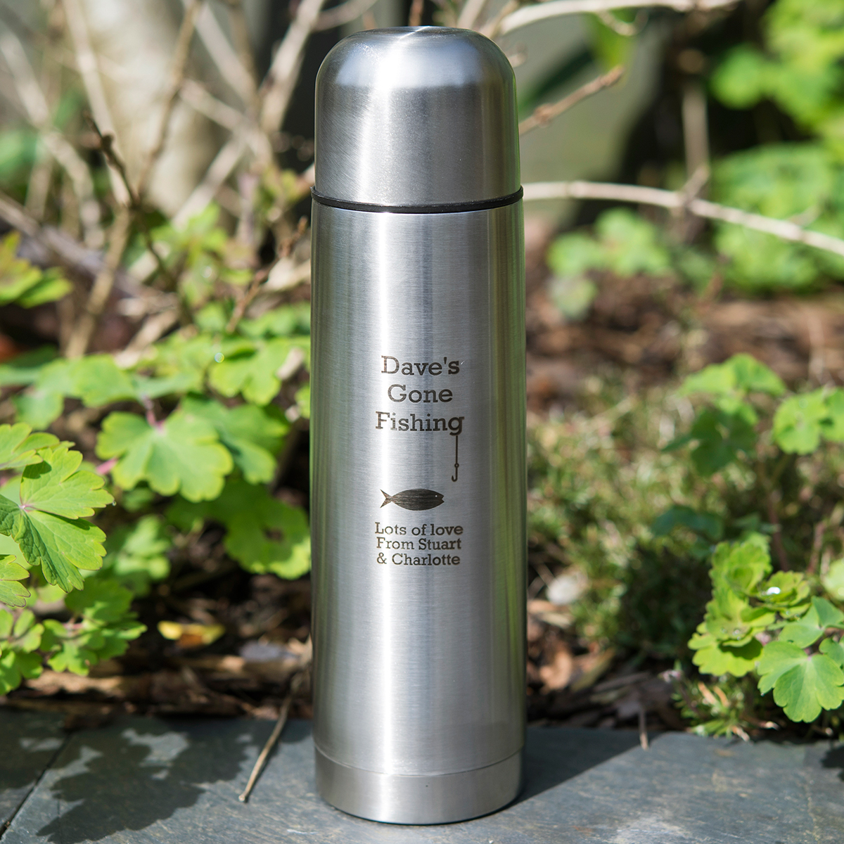 Personalised Engraved Stainless Steel Vacuum Flask - Gone Fishing