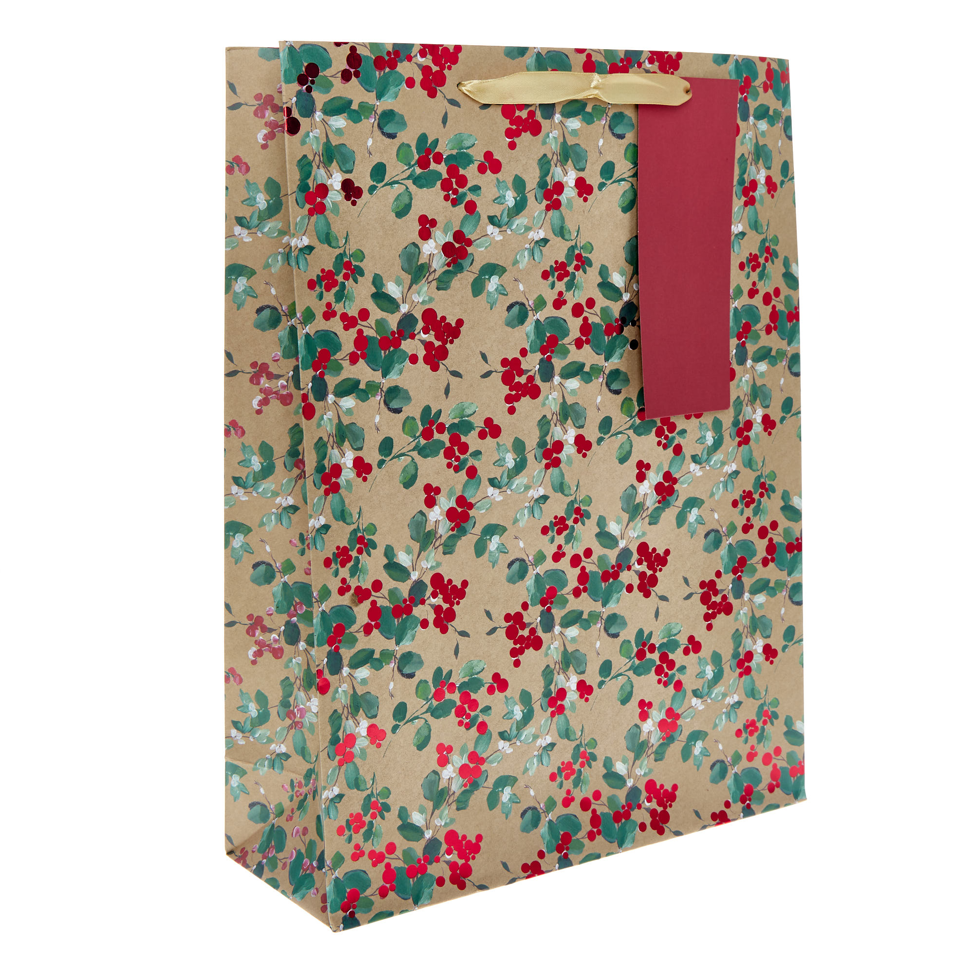 Extra Large Portrait Festive Woodland Foliage Gift Bag