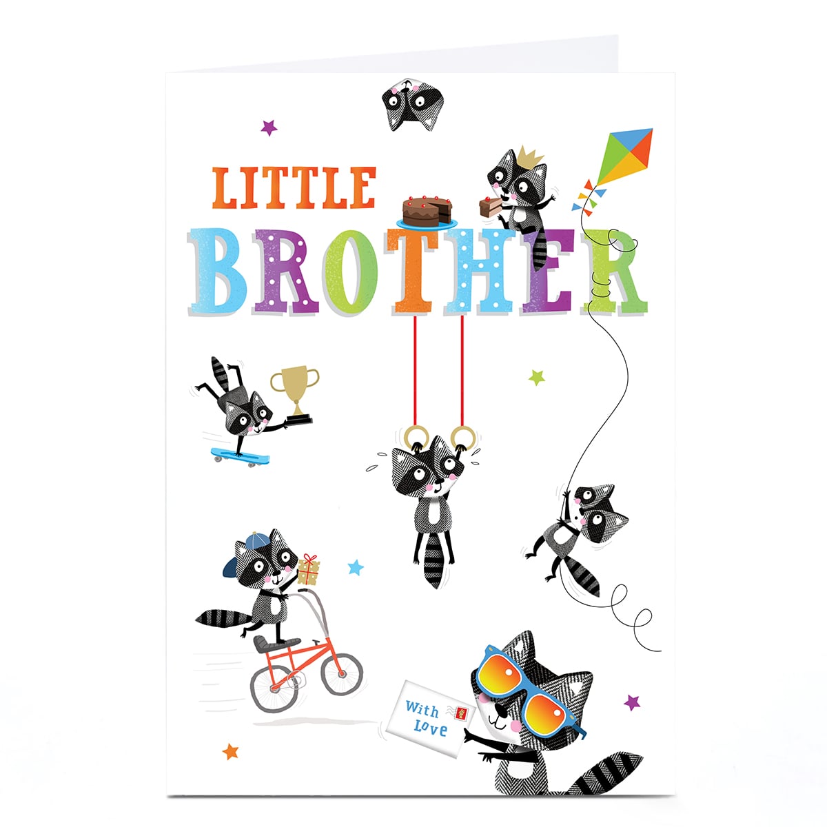 Birthday Card - Wild Raccoons, Little Brother